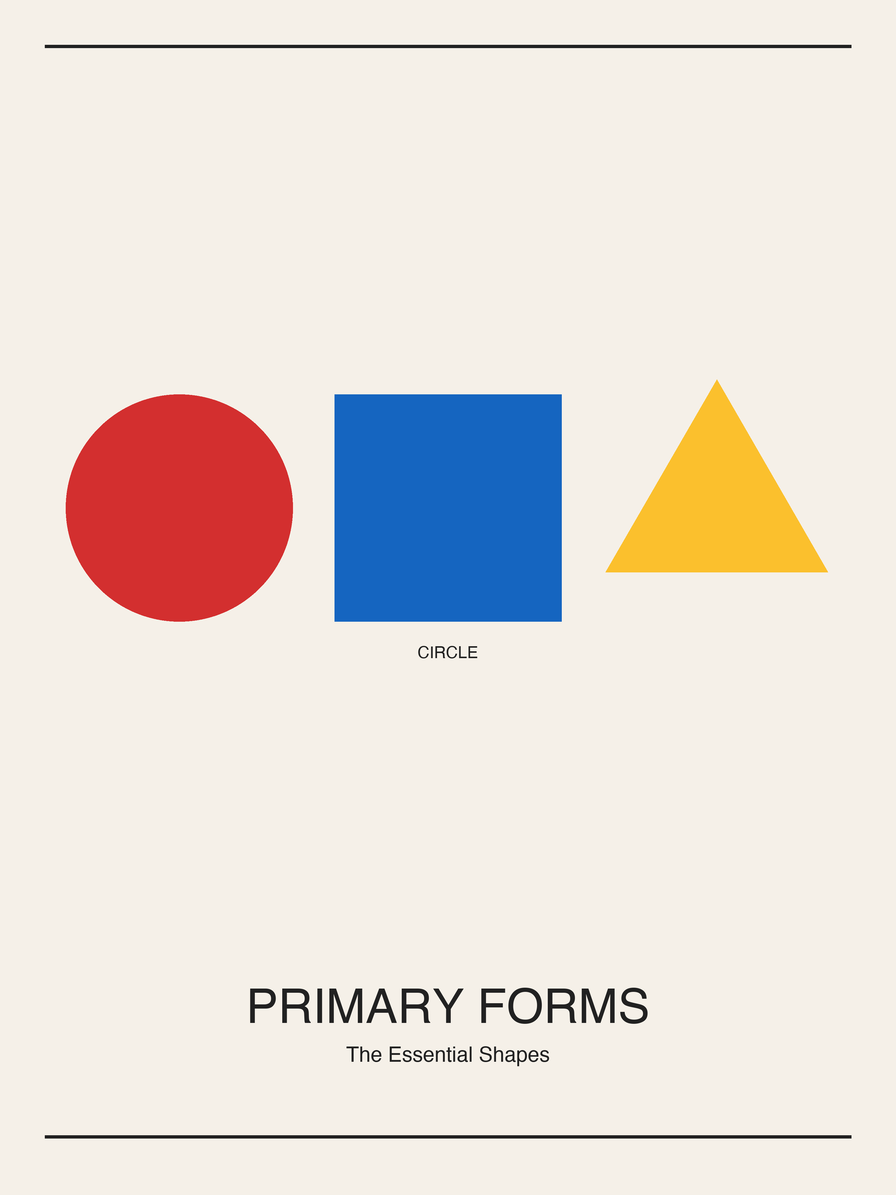 Primary Forms — Bauhaus Geometric Art Print — Bauhaus Art Print 18×24" Wall Art