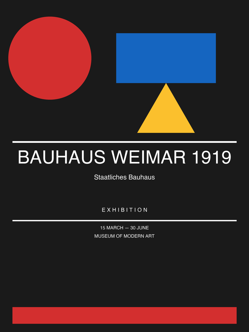 Bauhaus Weimar 1919 — Bauhaus Geometric Art Print — Bauhaus Art Print 18×24" Wall Art