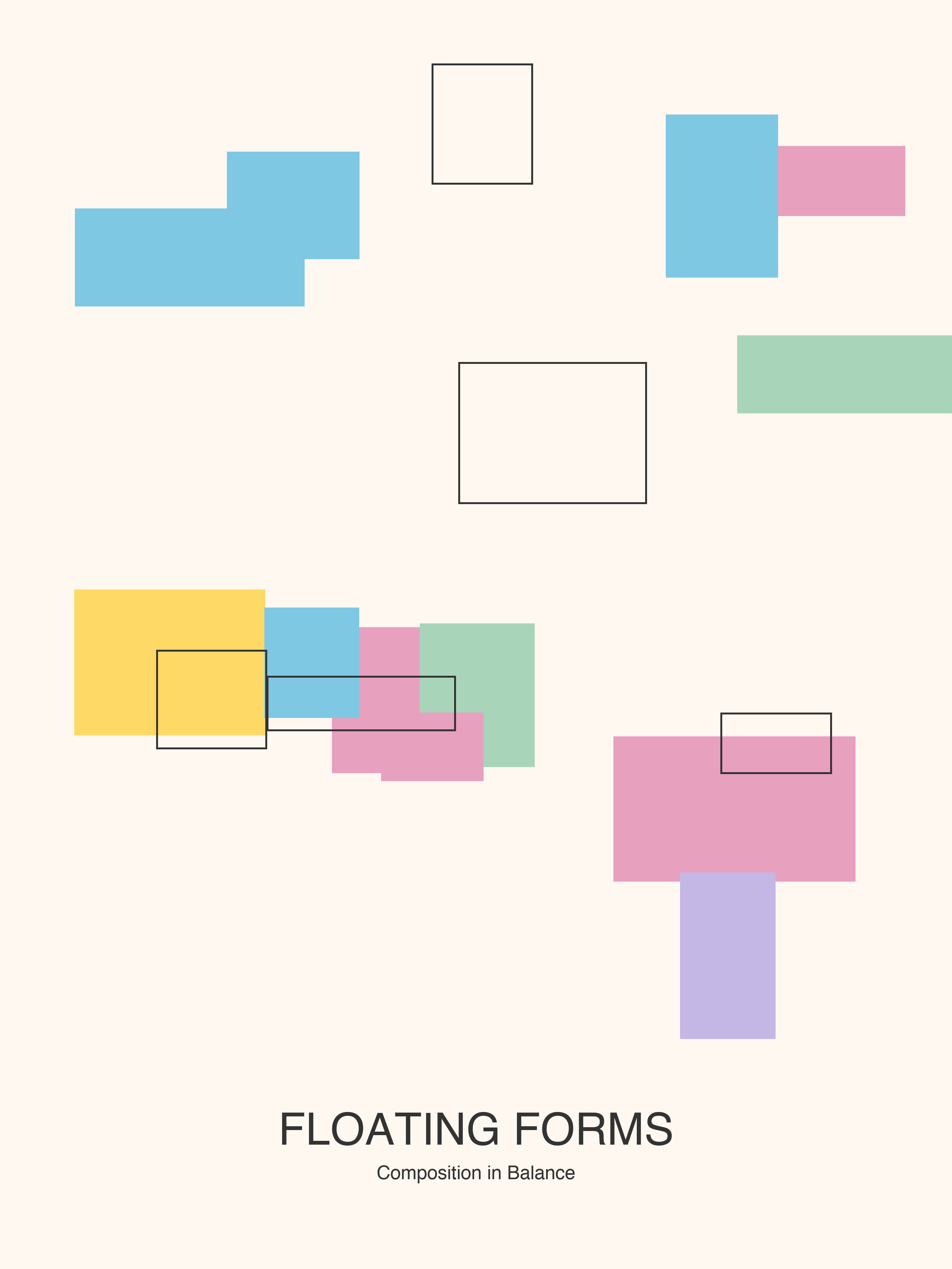 Floating Forms — Bauhaus Geometric Art Print — Bauhaus Art Print 18×24" Wall Art