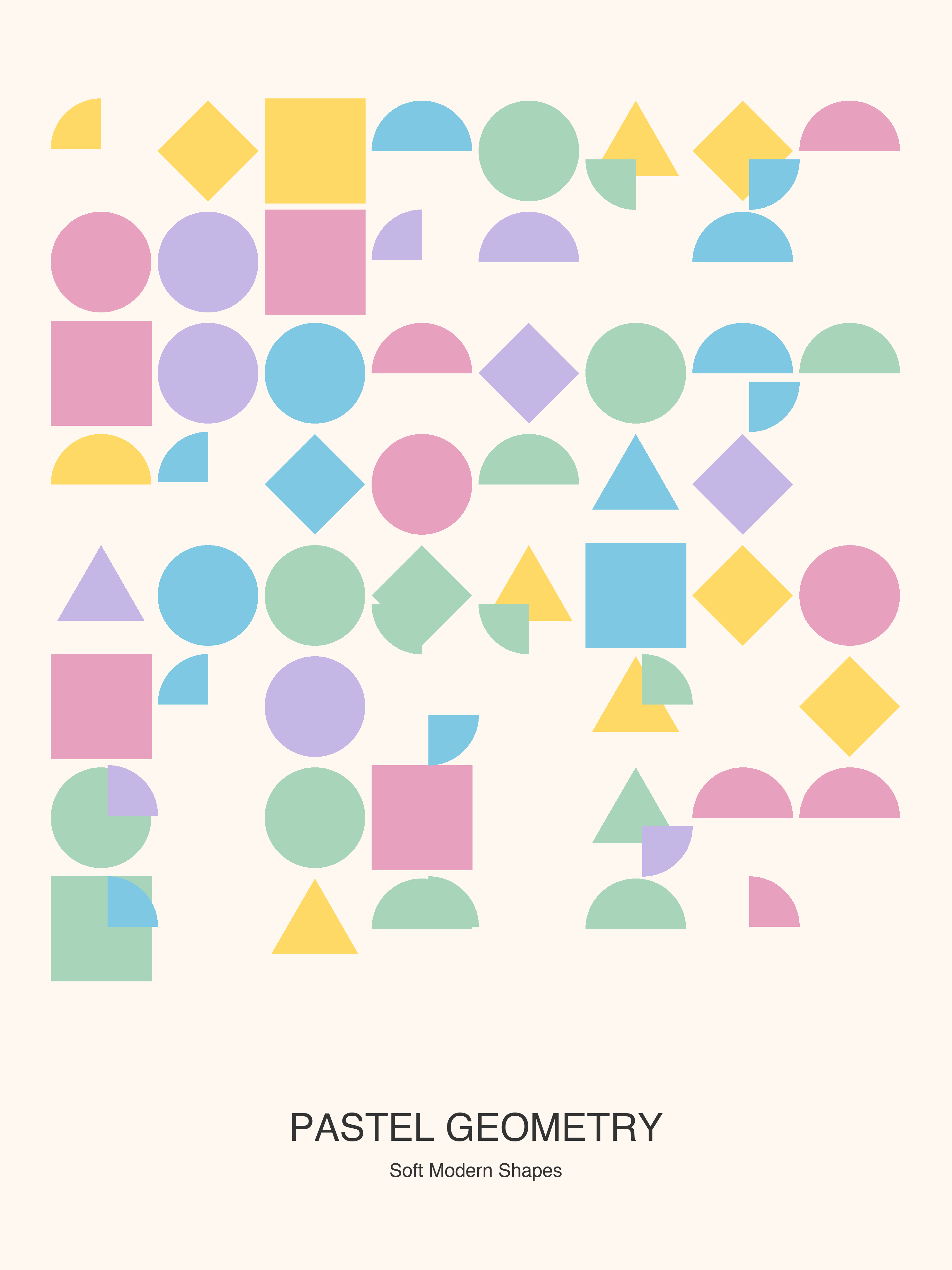Pastel Geometry — Bauhaus Geometric Art Print — Bauhaus Art Print 18×24" Wall Art
