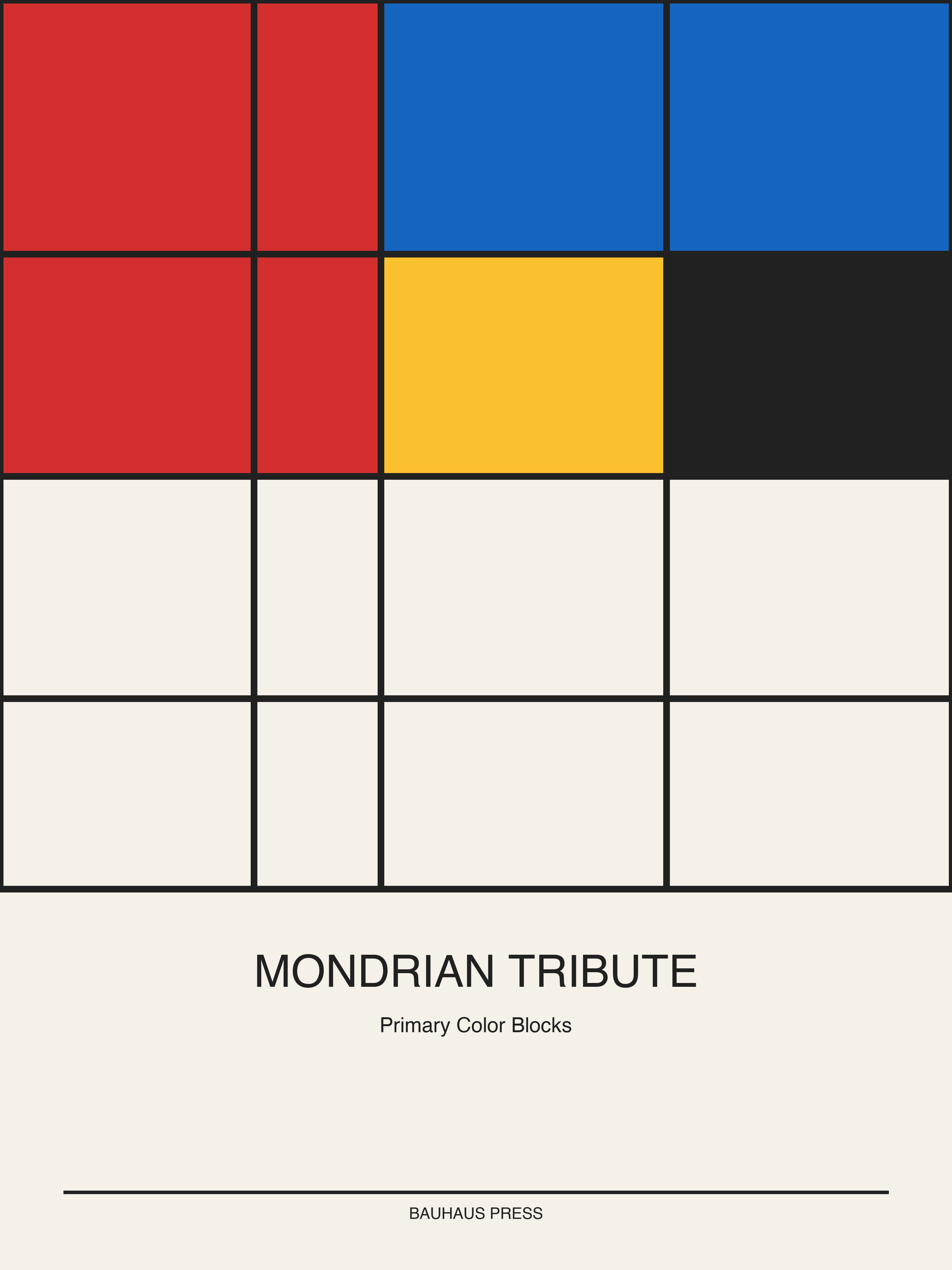 Mondrian Tribute — Bauhaus Geometric Art Print — Bauhaus Art Print 18×24" Wall Art