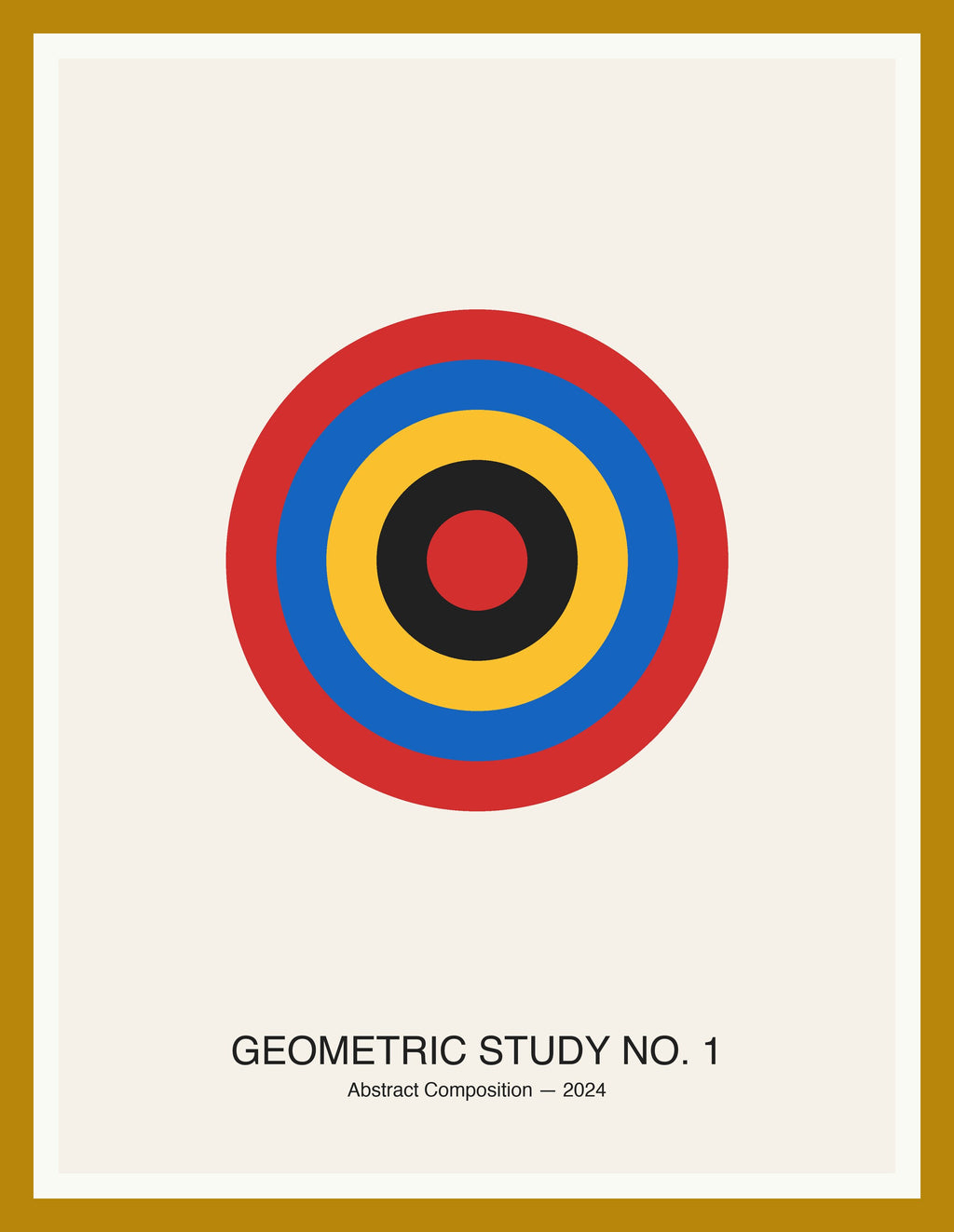 Geometric Study No. 1 — Bauhaus Geometric Art Print — Oak Frame 18×24" Wall Art