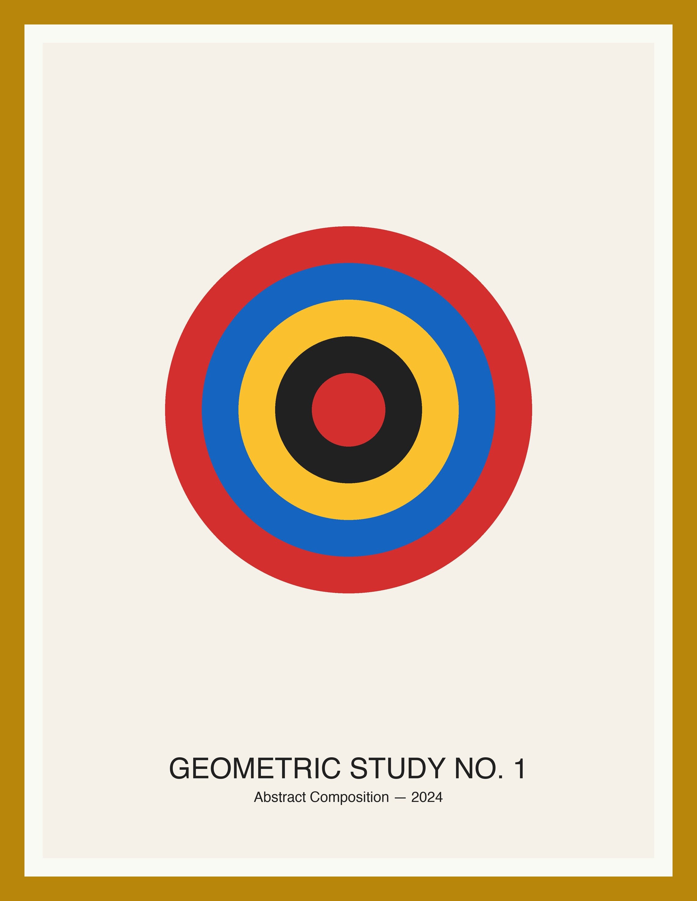 Geometric Study No. 1 — Bauhaus Geometric Art Print — Oak Frame 18×24" Wall Art