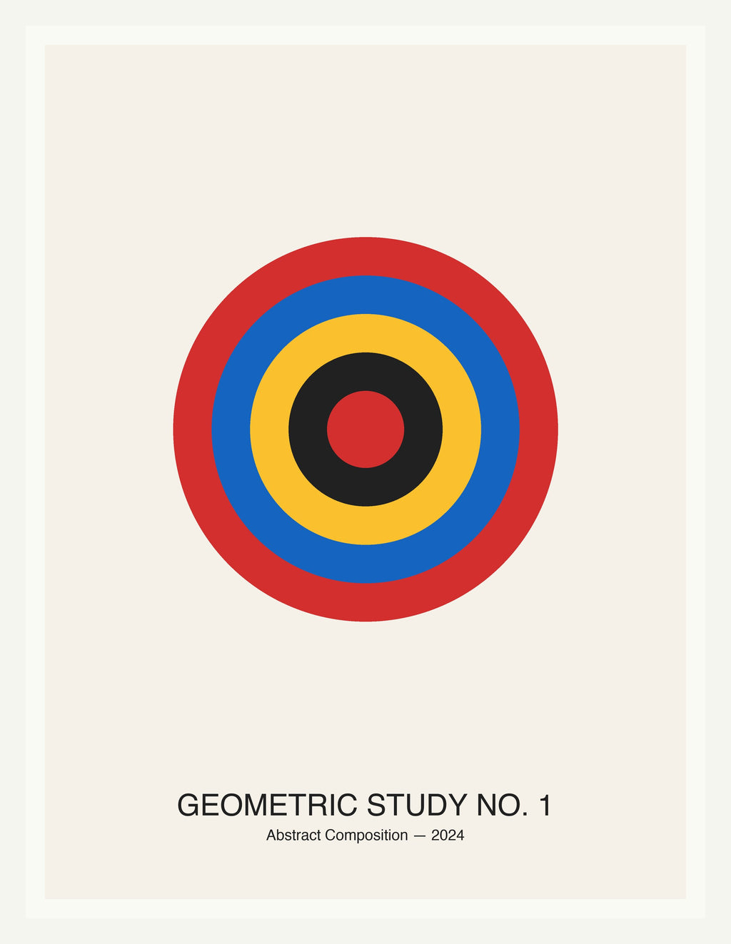 Geometric Study No. 1 — Bauhaus Geometric Art Print — White Frame 18×24" Wall Art