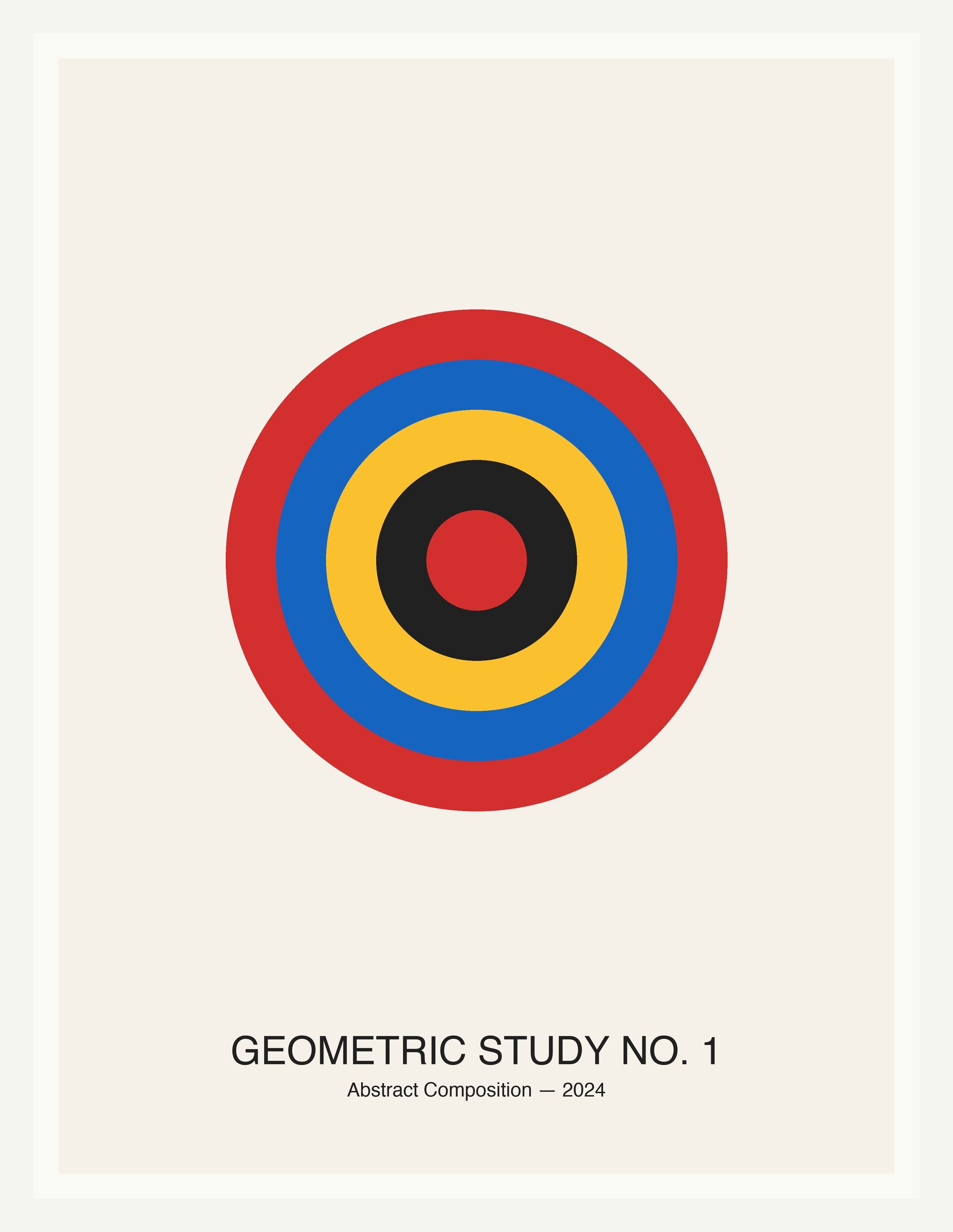 Geometric Study No. 1 — Bauhaus Geometric Art Print — White Frame 18×24" Wall Art