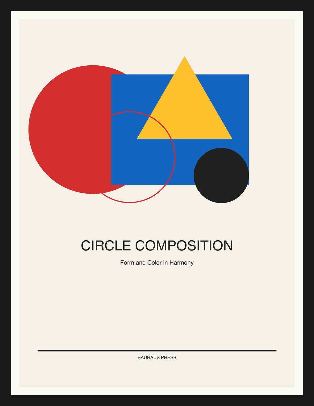 Circle Composition — Bauhaus Geometric Art Print — Black Frame 18×24" Wall Art