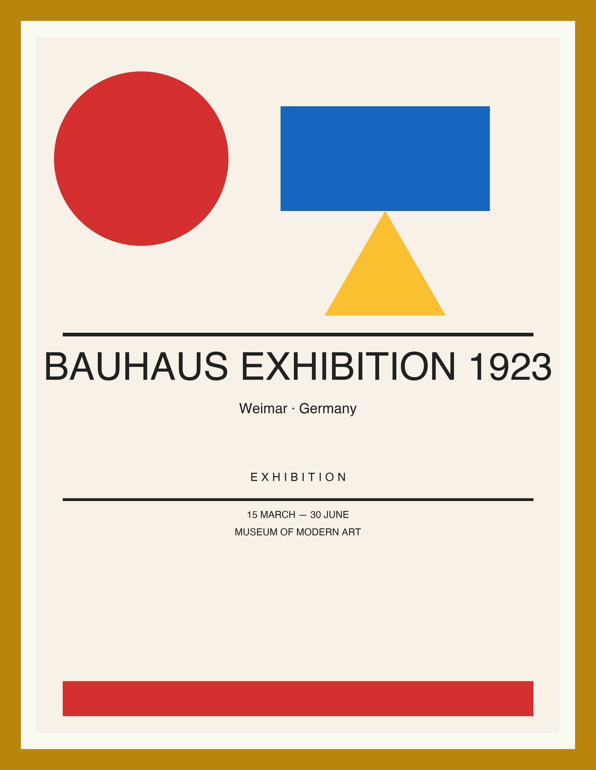 Bauhaus Exhibition 1923 — Bauhaus Geometric Art Print — Oak Frame 18×24" Wall Art