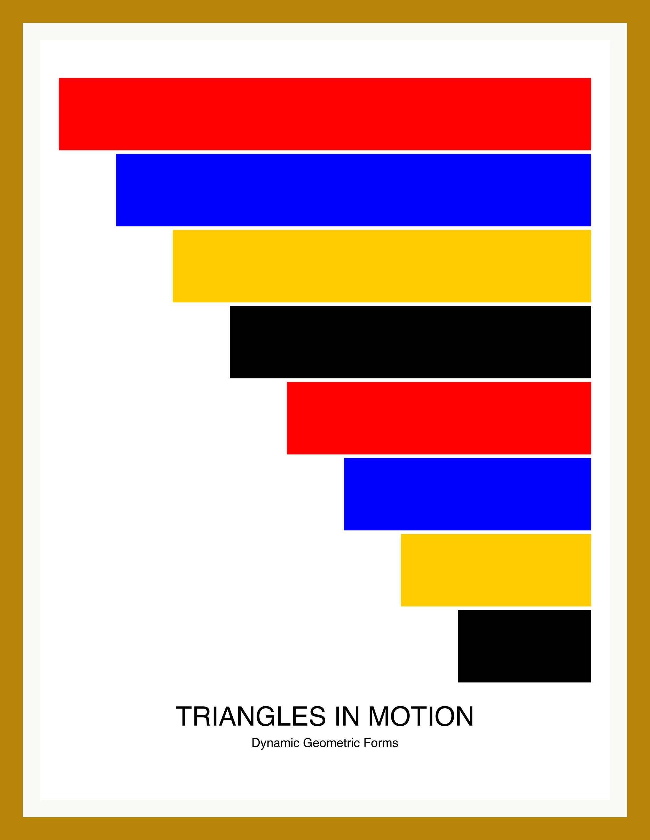 Triangles in Motion — Bauhaus Geometric Art Print — Oak Frame 18×24" Wall Art