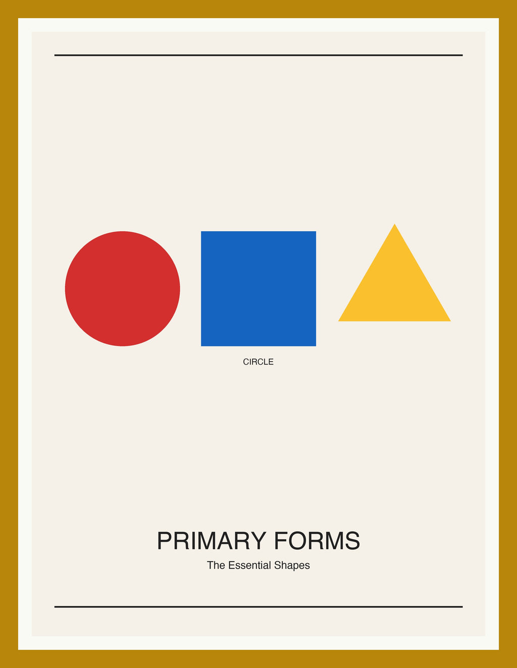 Primary Forms — Bauhaus Geometric Art Print — Oak Frame 18×24" Wall Art