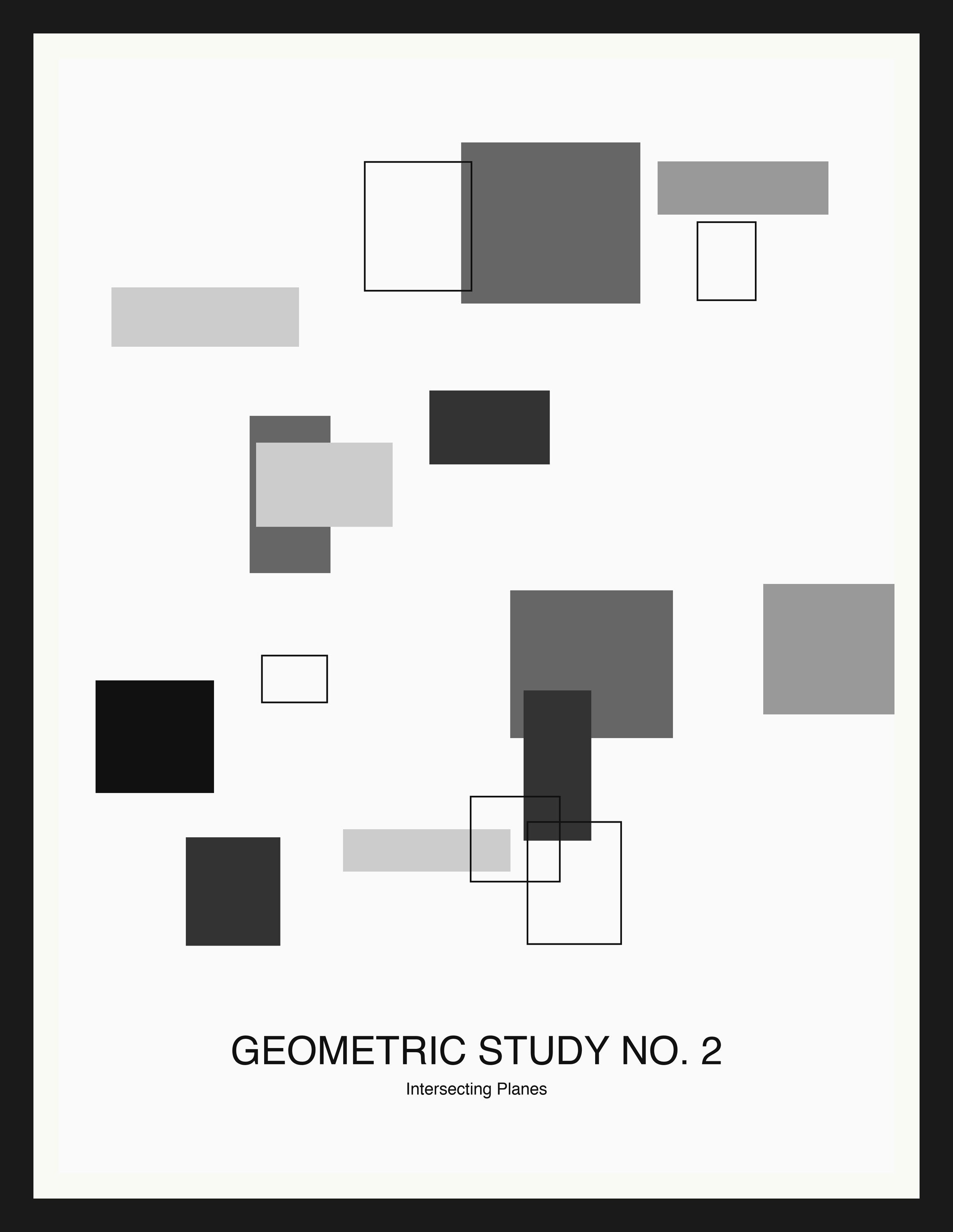 Geometric Study No. 2 — Bauhaus Geometric Art Print — Black Frame 18×24" Wall Art