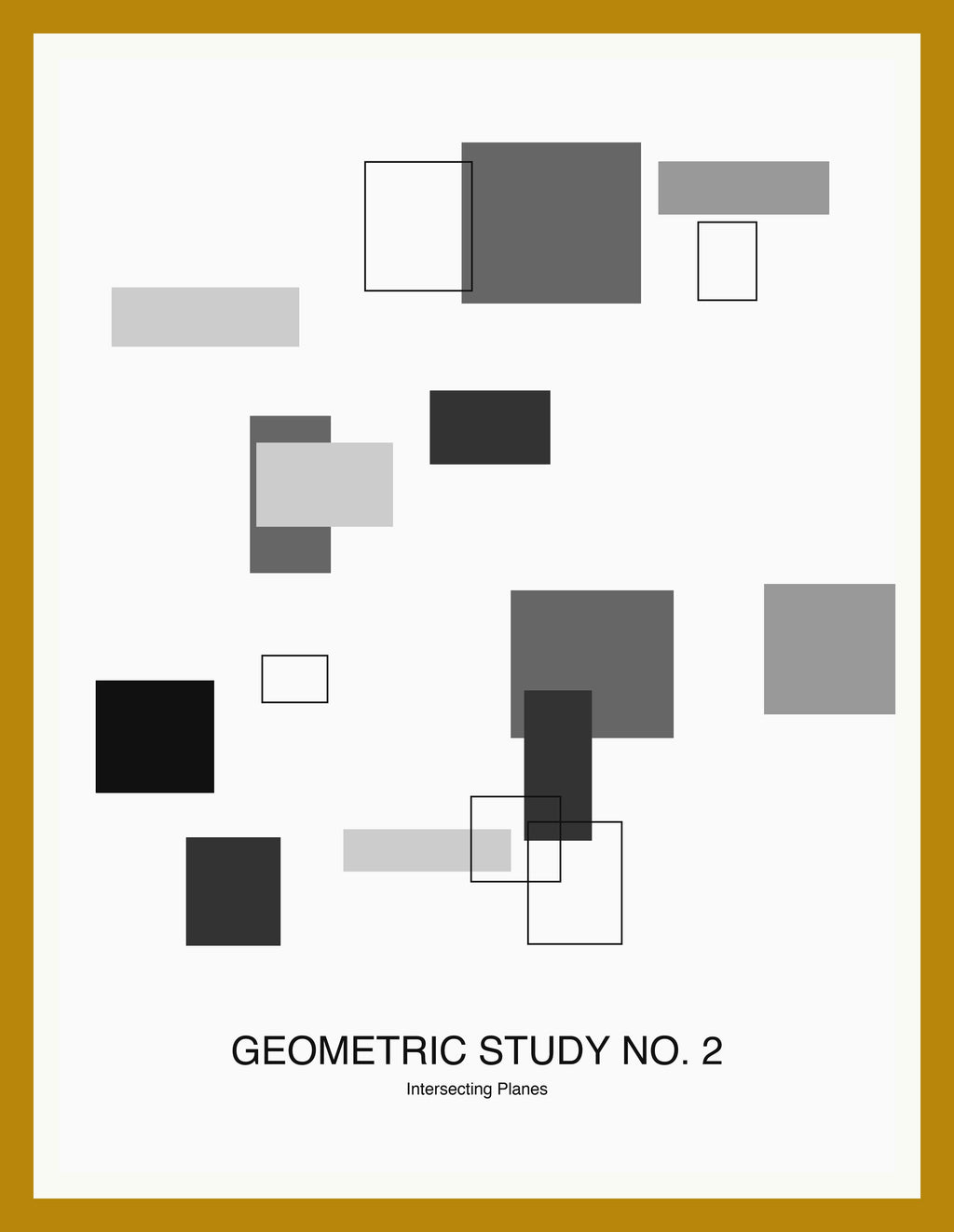 Geometric Study No. 2 — Bauhaus Geometric Art Print — Oak Frame 18×24" Wall Art