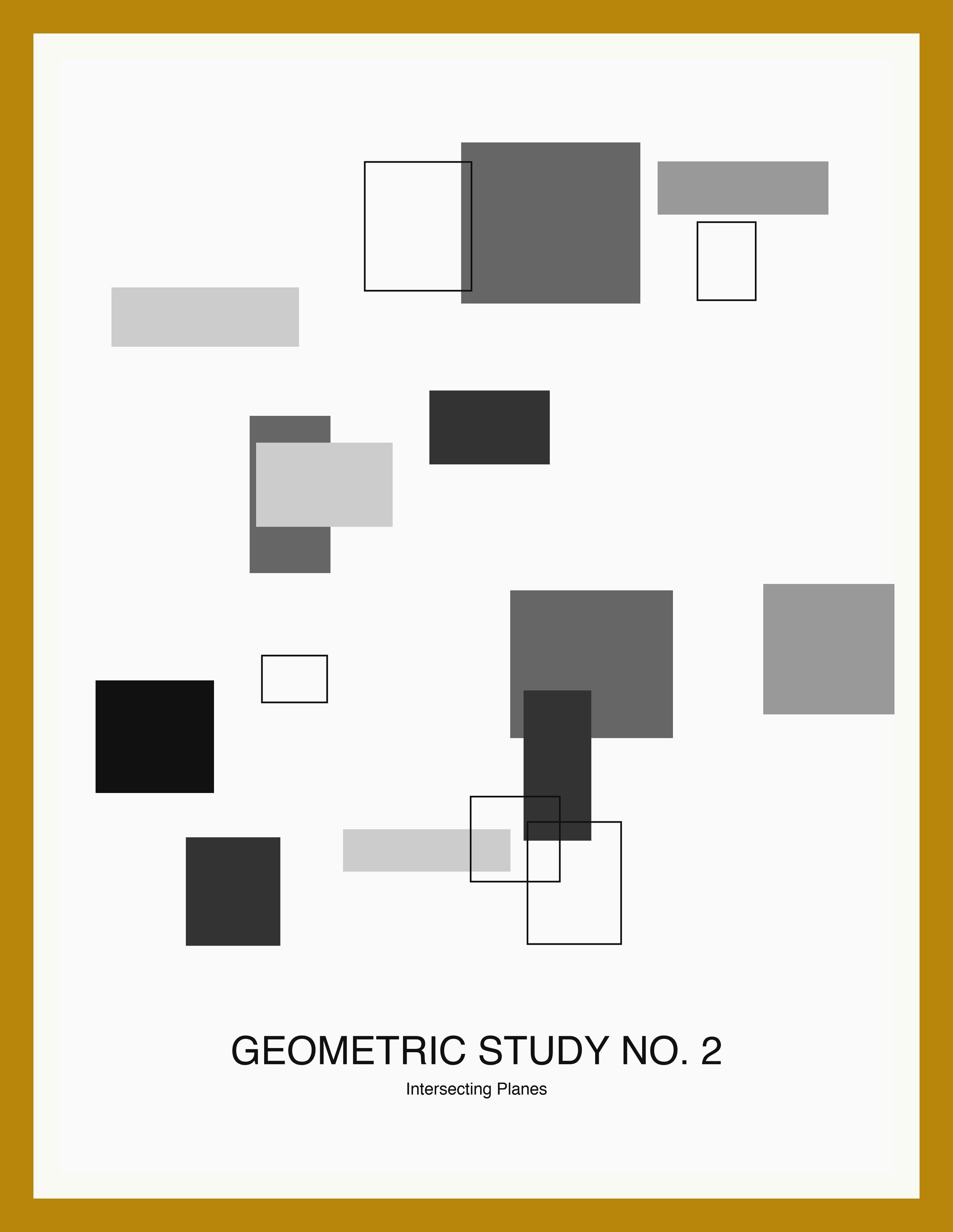 Geometric Study No. 2 — Bauhaus Geometric Art Print — Oak Frame 18×24" Wall Art