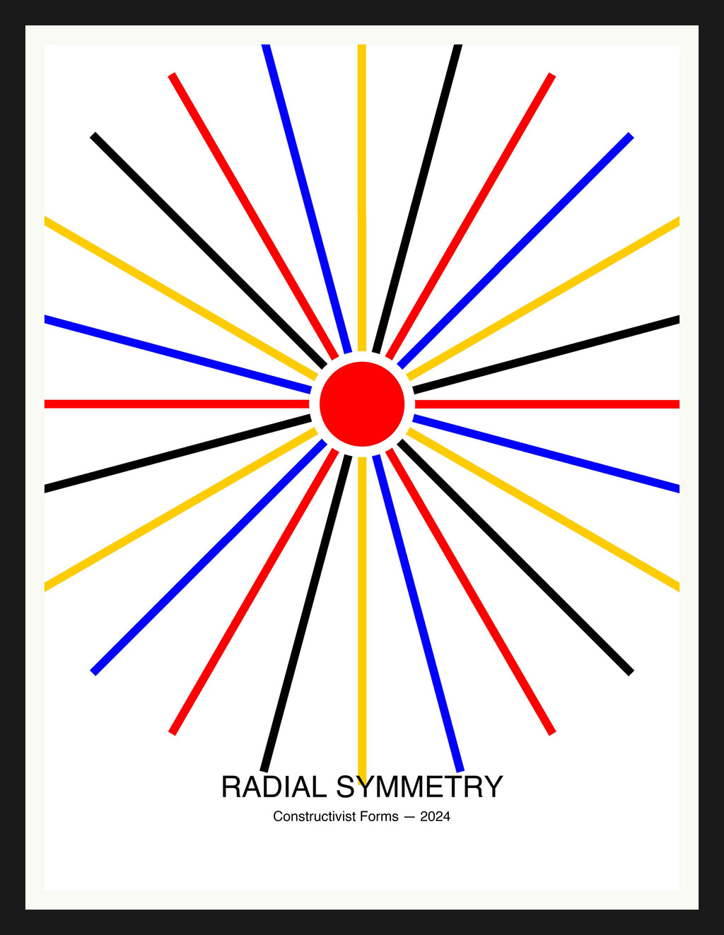 Radial Symmetry — Bauhaus Geometric Art Print — Black Frame 18×24" Wall Art