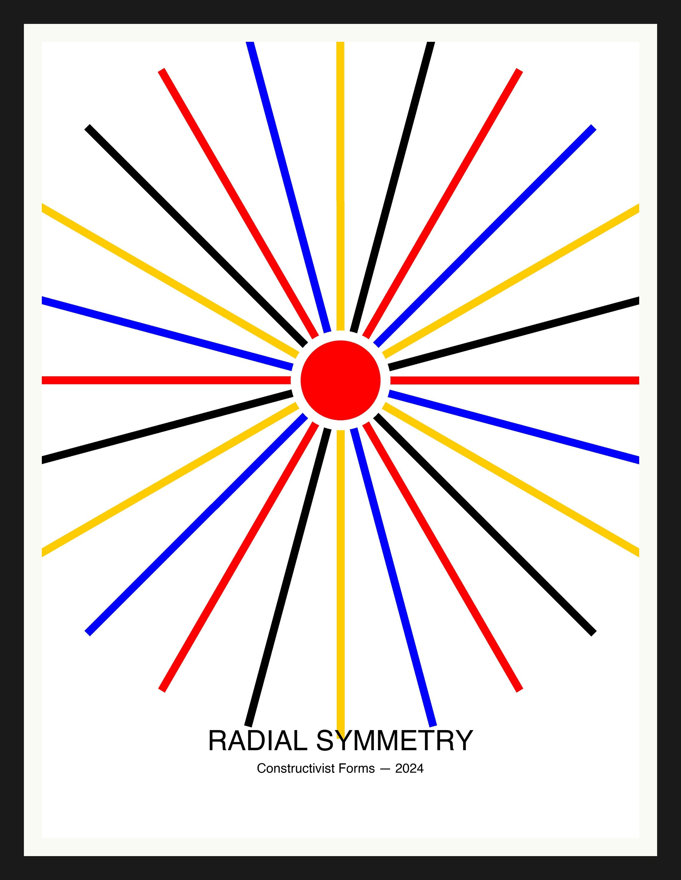Radial Symmetry — Bauhaus Geometric Art Print — Black Frame 18×24" Wall Art