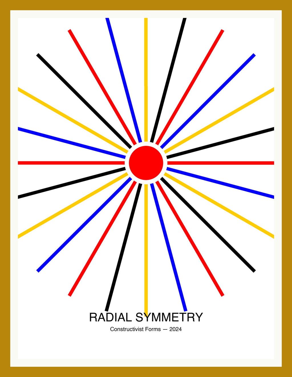 Radial Symmetry — Bauhaus Geometric Art Print — Oak Frame 18×24" Wall Art