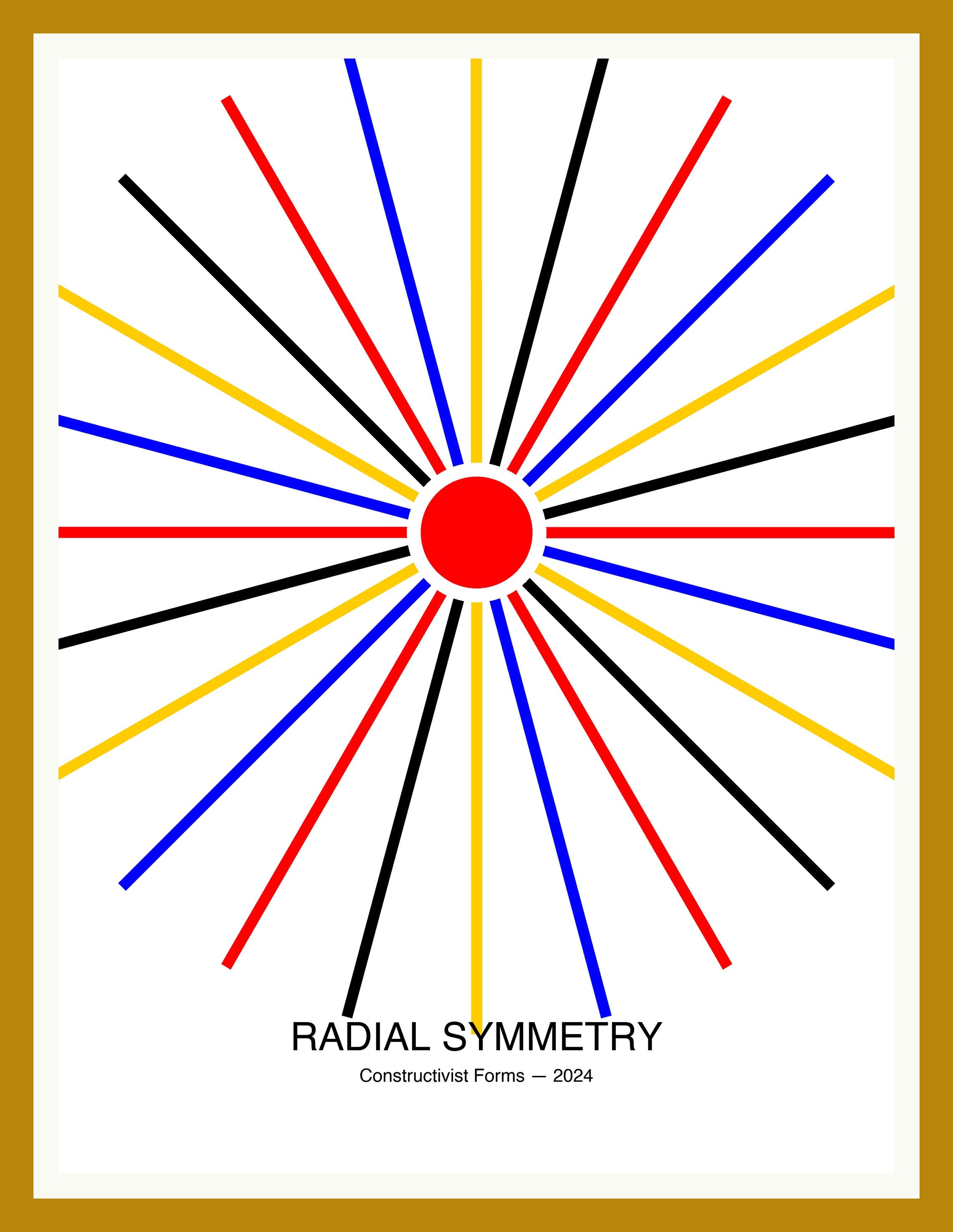 Radial Symmetry — Bauhaus Geometric Art Print — Oak Frame 18×24" Wall Art