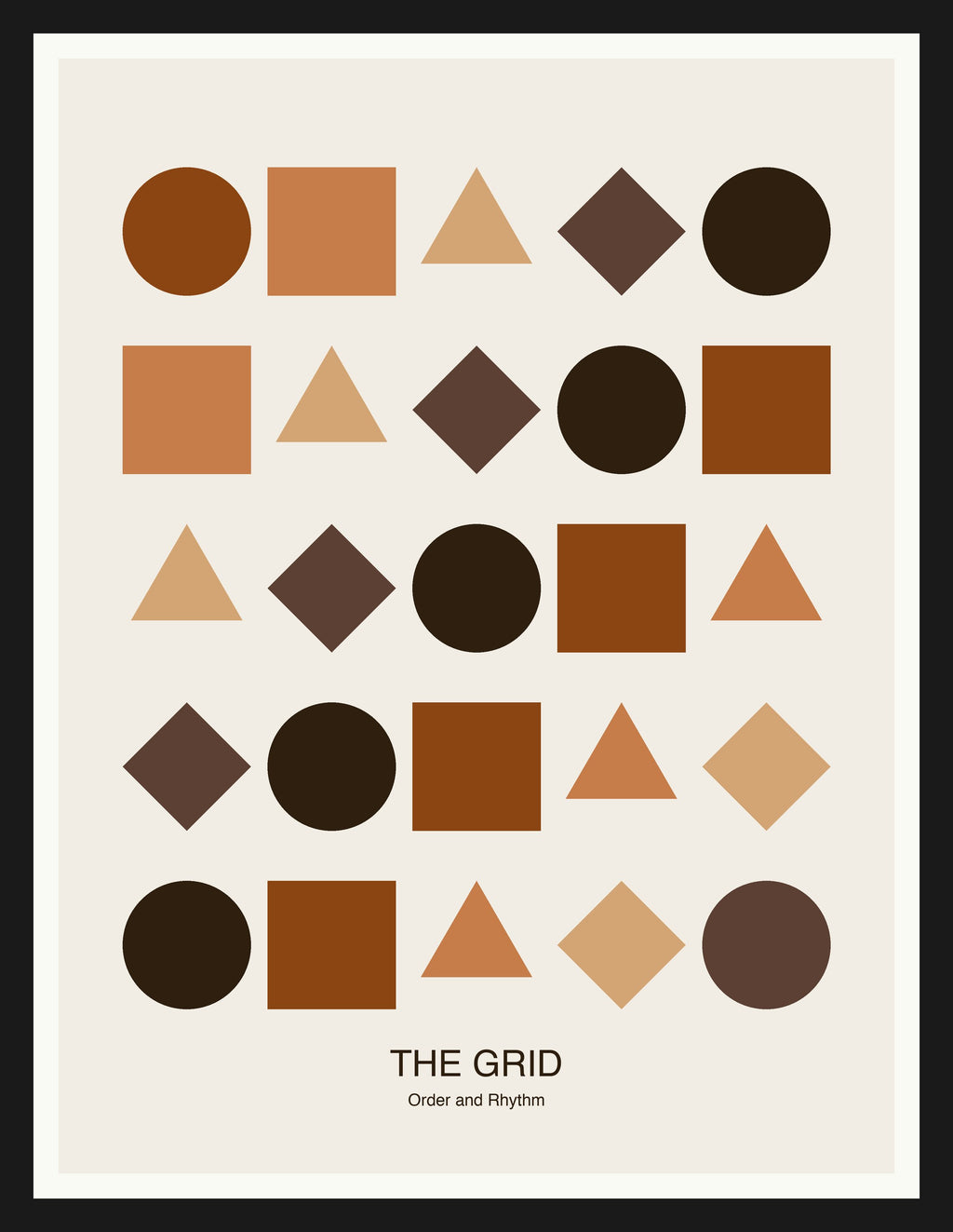 The Grid — Bauhaus Geometric Art Print — Black Frame 18×24" Wall Art
