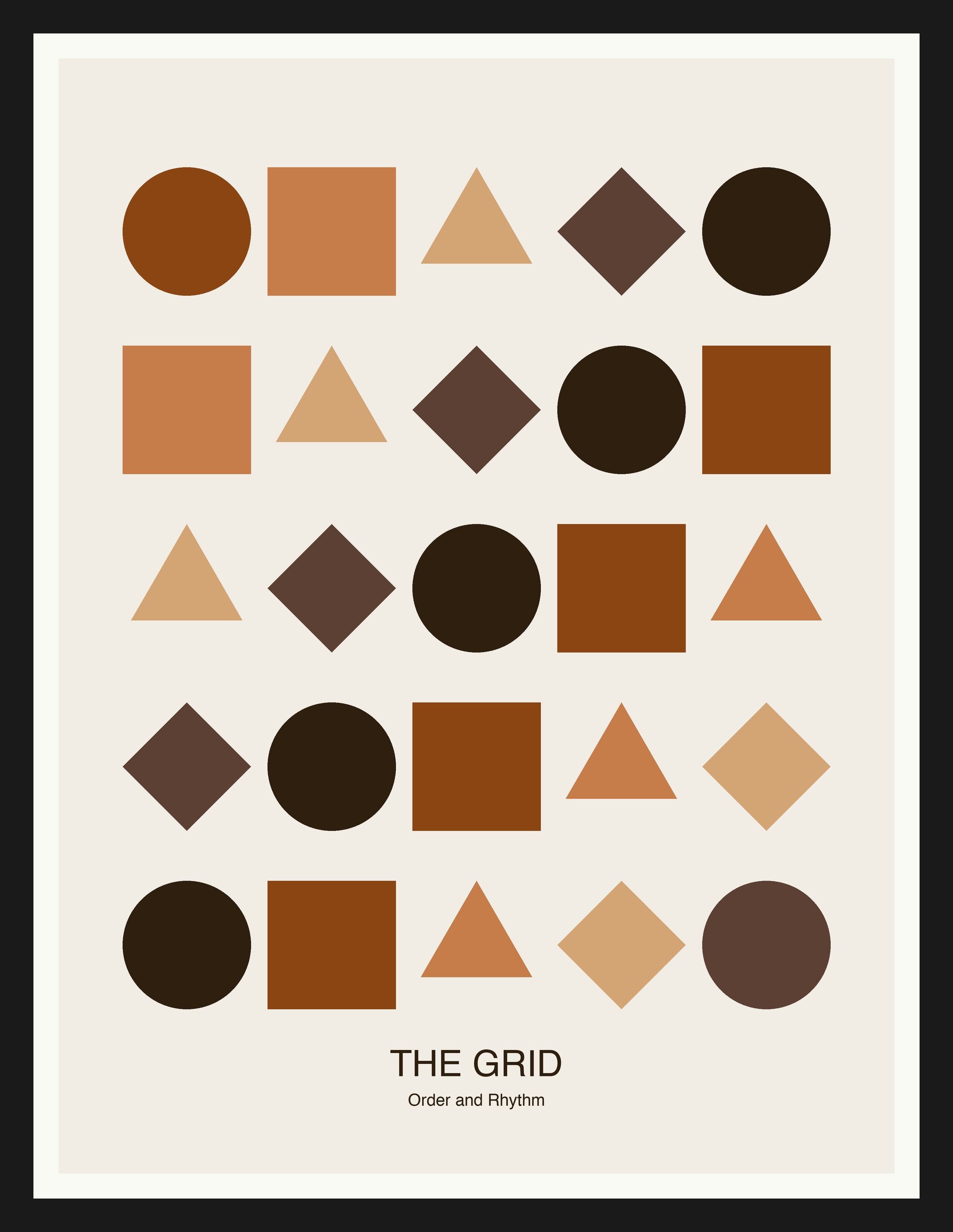 The Grid — Bauhaus Geometric Art Print — Black Frame 18×24" Wall Art