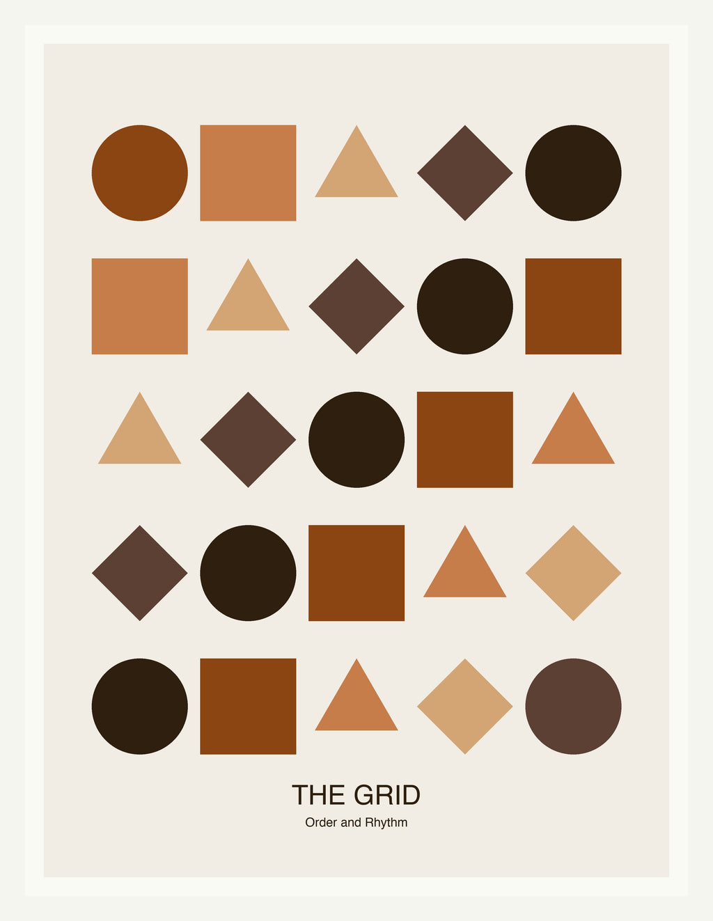 The Grid — Bauhaus Geometric Art Print — White Frame 18×24" Wall Art