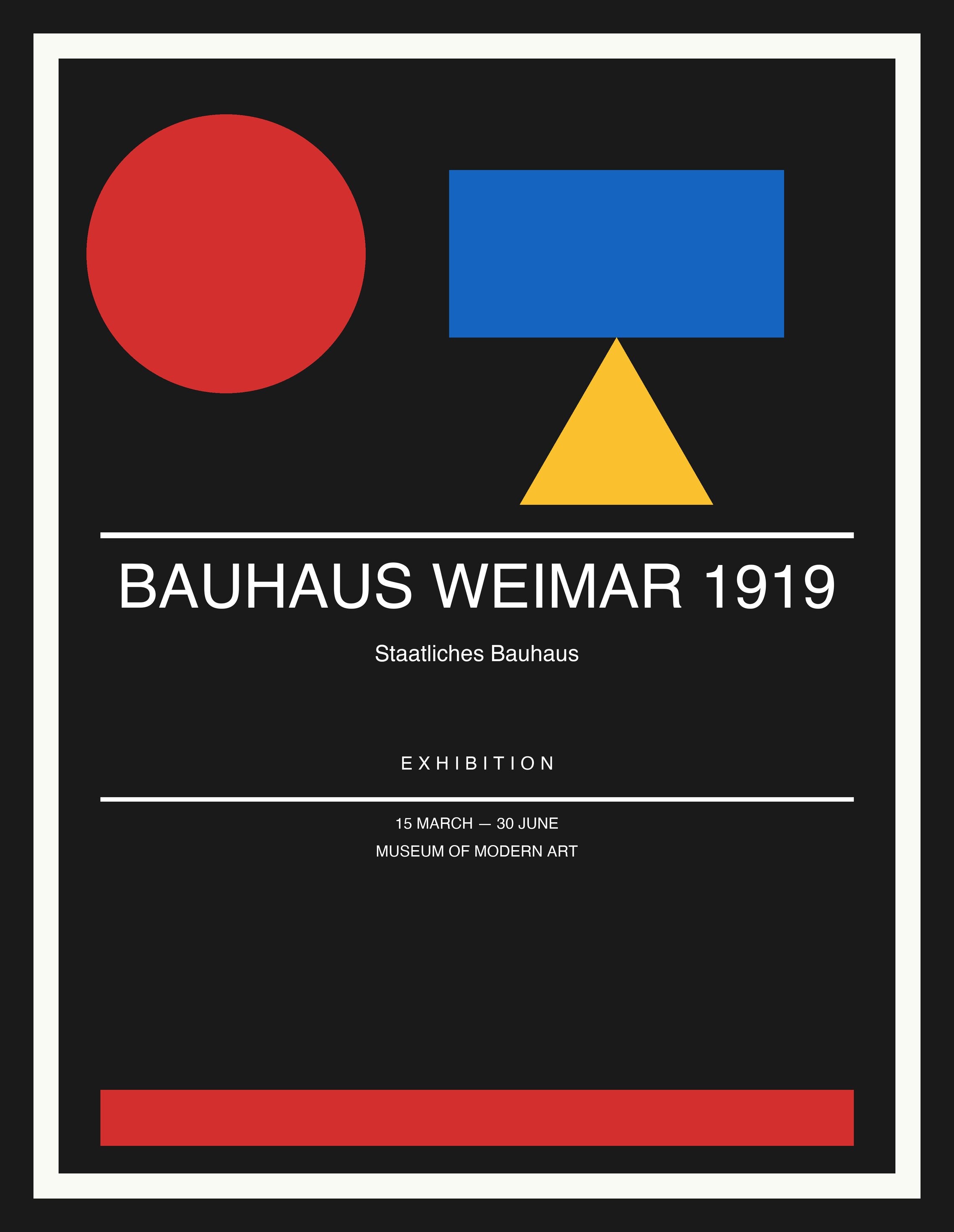 Bauhaus Weimar 1919 — Bauhaus Geometric Art Print — Black Frame 18×24" Wall Art