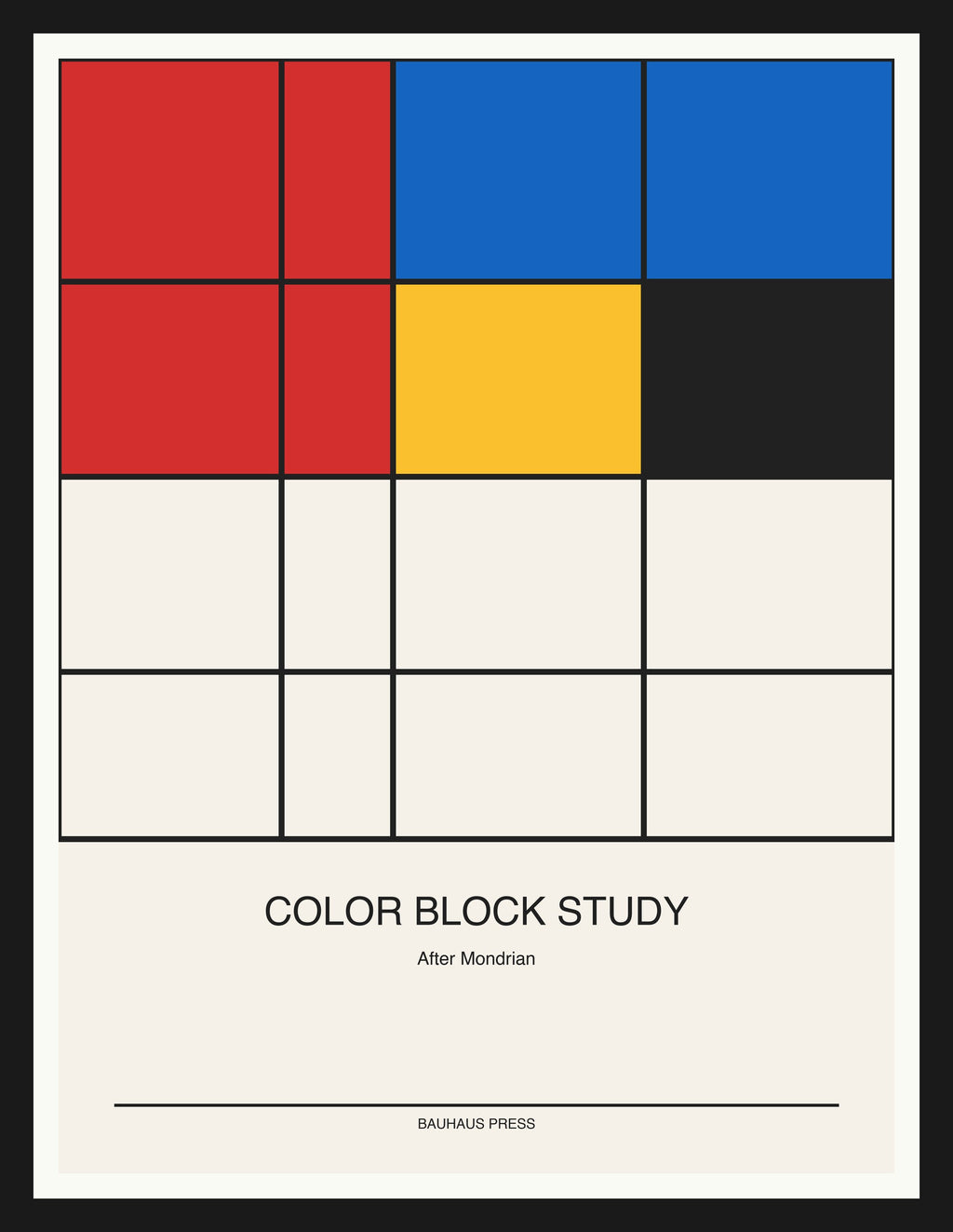 Color Block Study — Bauhaus Geometric Art Print — Black Frame 18×24" Wall Art