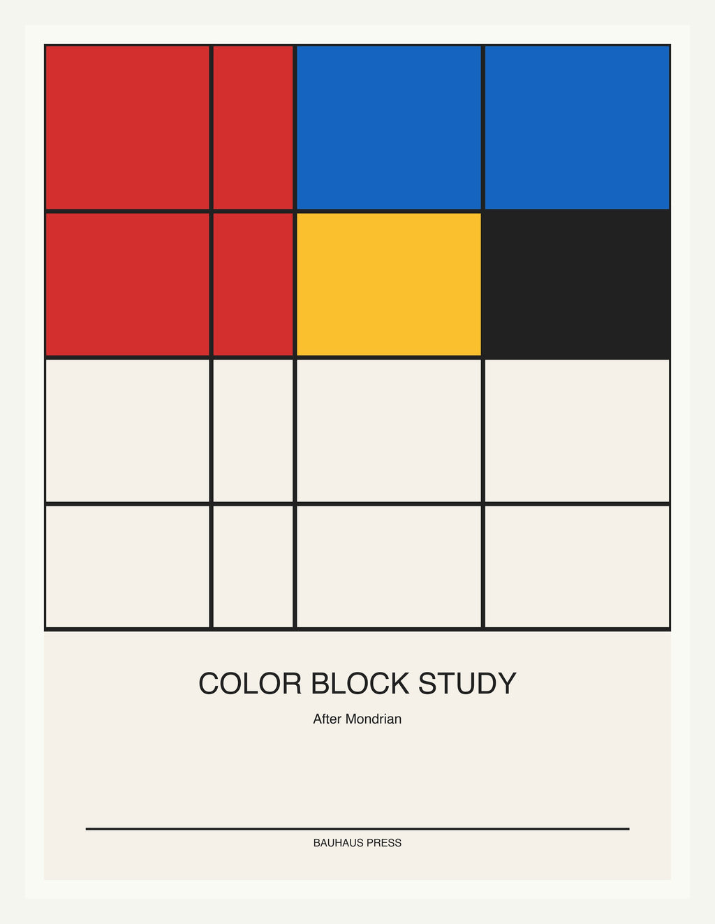 Color Block Study — Bauhaus Geometric Art Print — White Frame 18×24" Wall Art