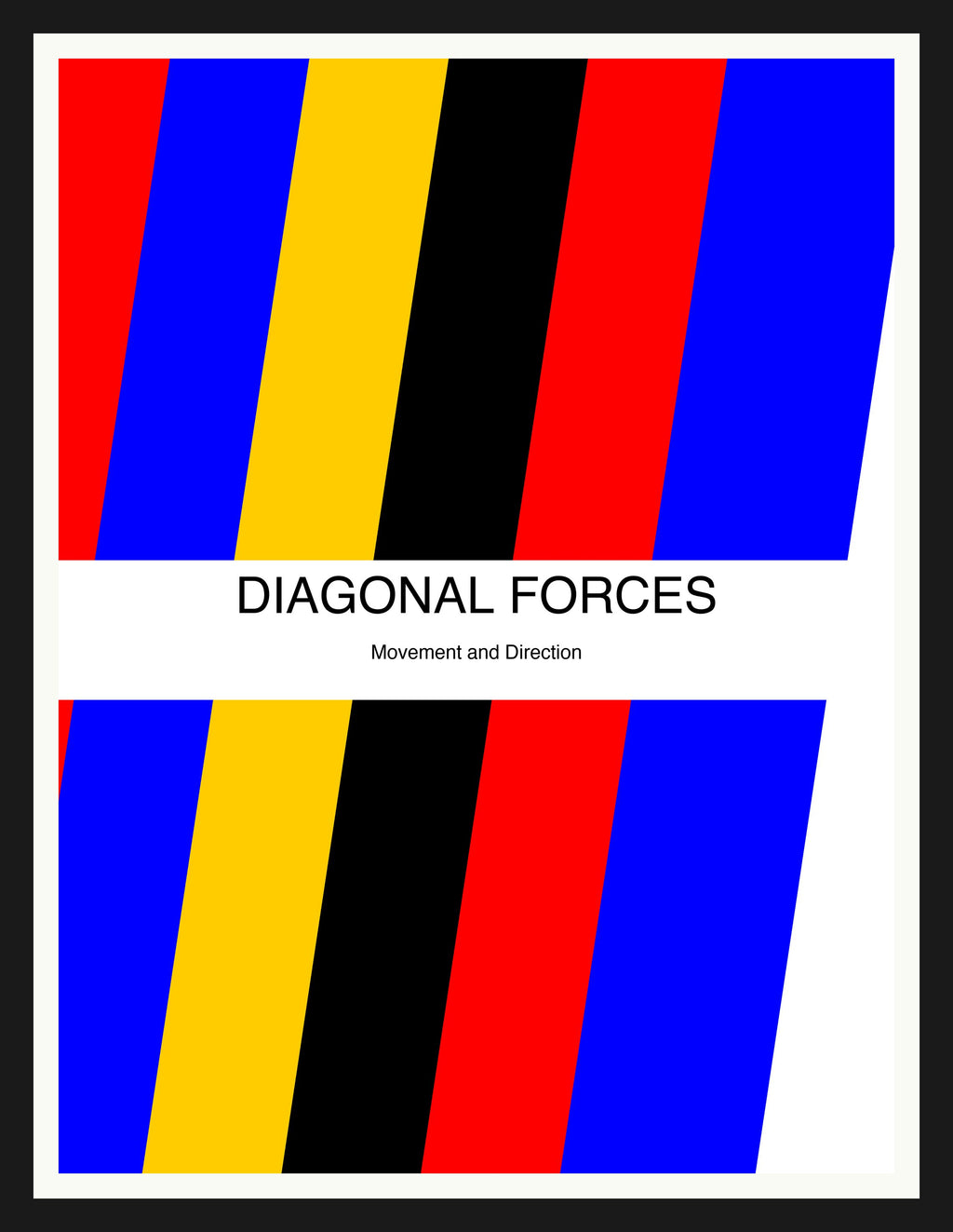 Diagonal Forces — Bauhaus Geometric Art Print — Black Frame 18×24" Wall Art