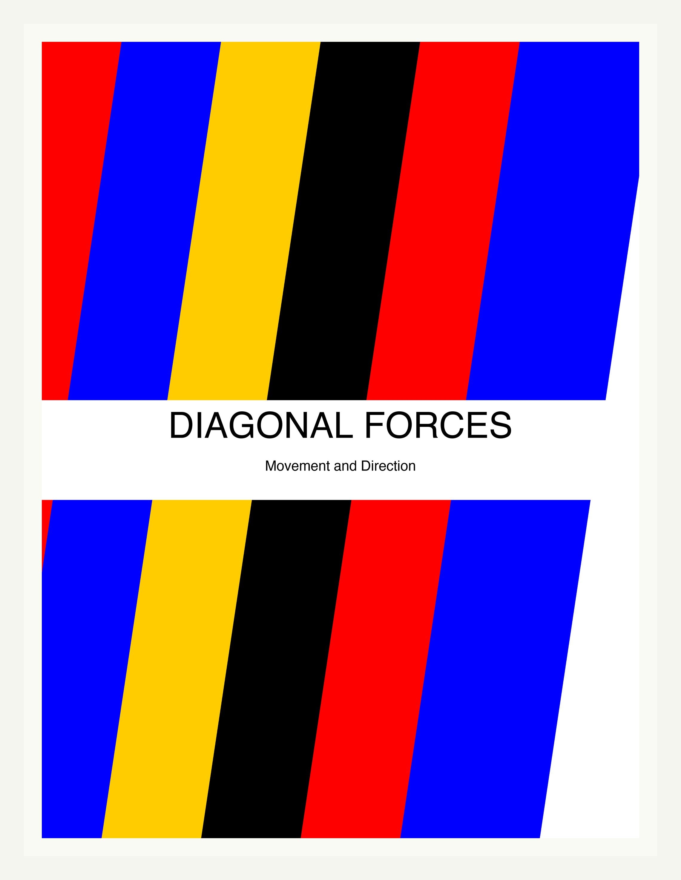 Diagonal Forces — Bauhaus Geometric Art Print — White Frame 18×24" Wall Art