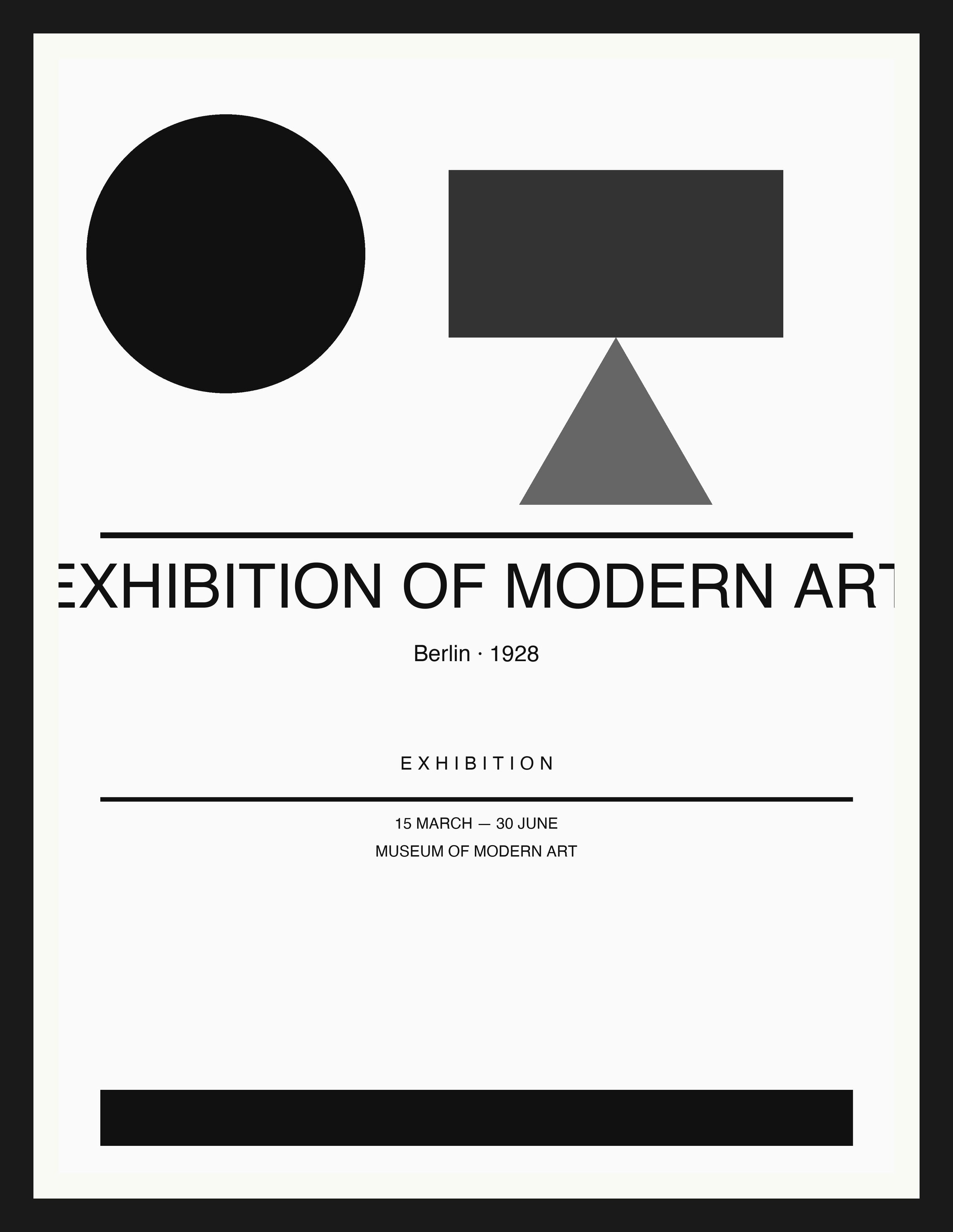 Exhibition of Modern Art — Bauhaus Geometric Art Print — Black Frame 18×24" Wall Art
