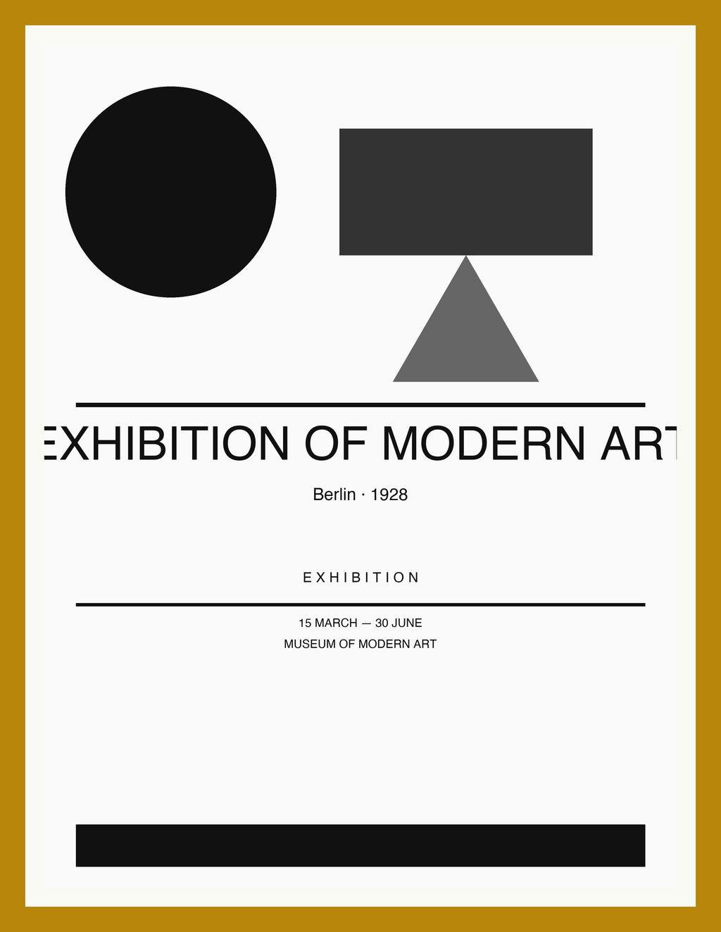 Exhibition of Modern Art — Bauhaus Geometric Art Print — Oak Frame 18×24" Wall Art