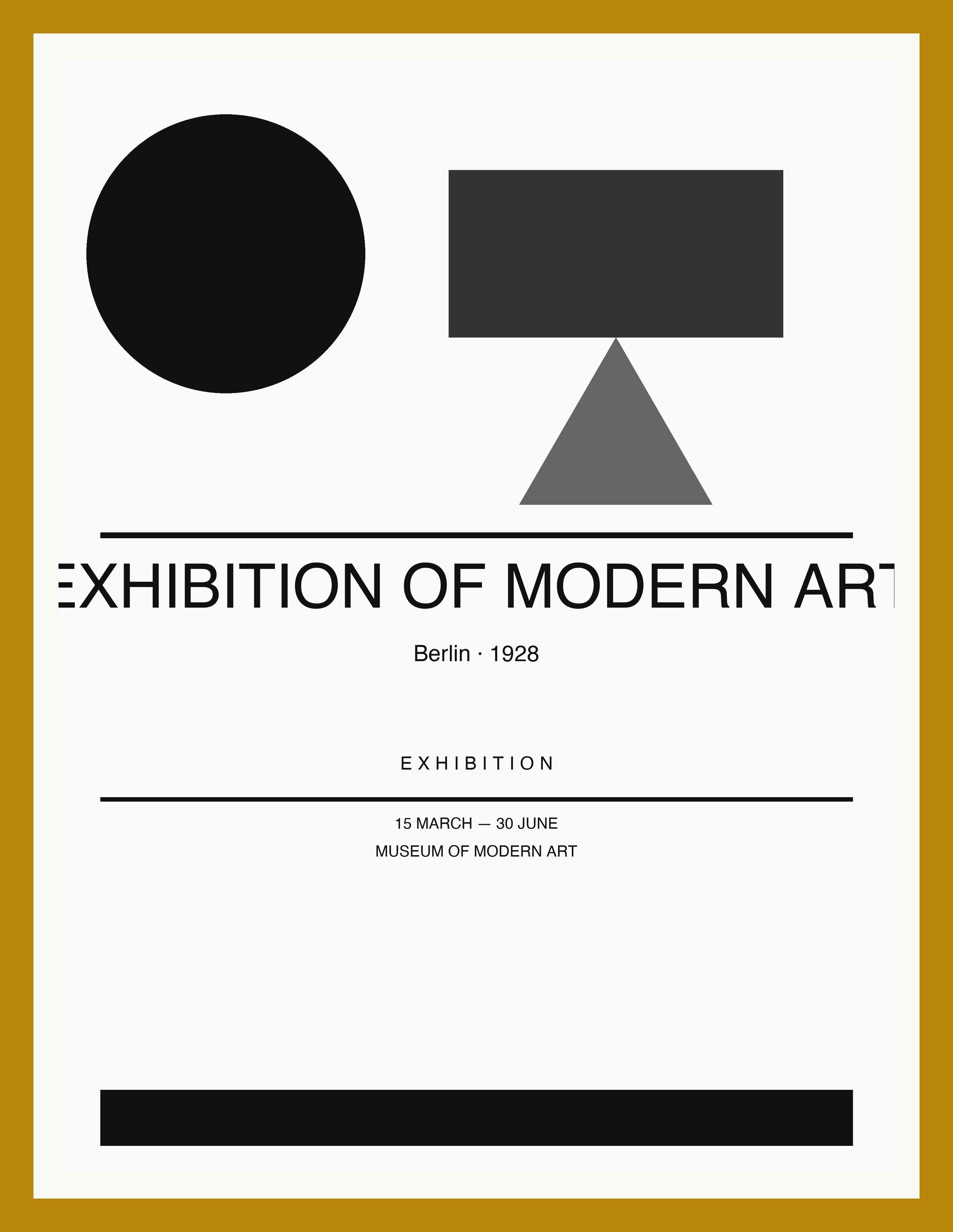 Exhibition of Modern Art — Bauhaus Geometric Art Print — Oak Frame 18×24" Wall Art