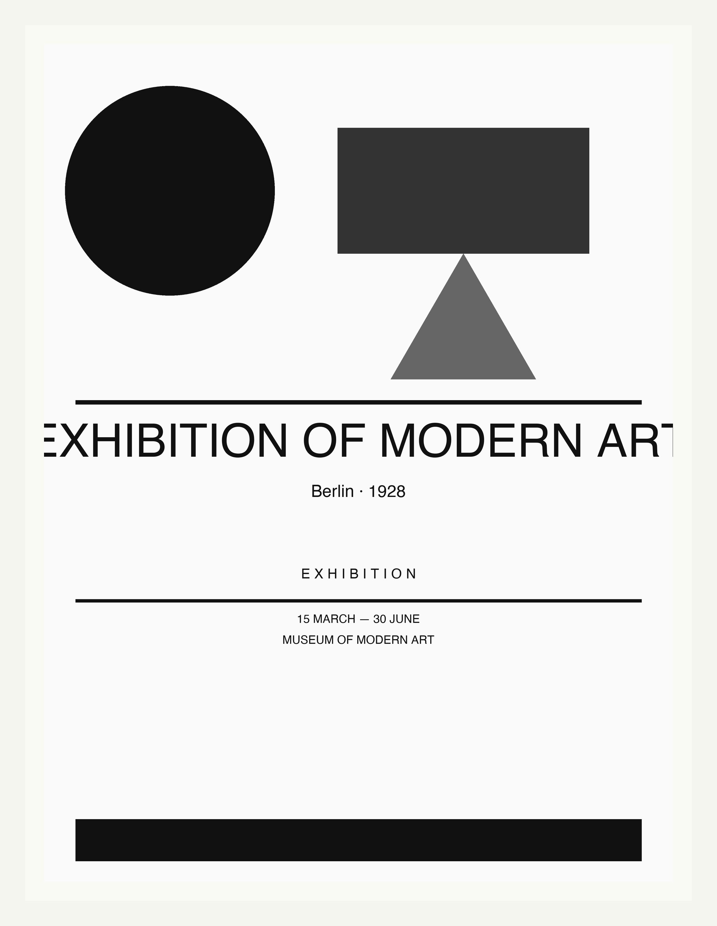 Exhibition of Modern Art — Bauhaus Geometric Art Print — White Frame 18×24" Wall Art