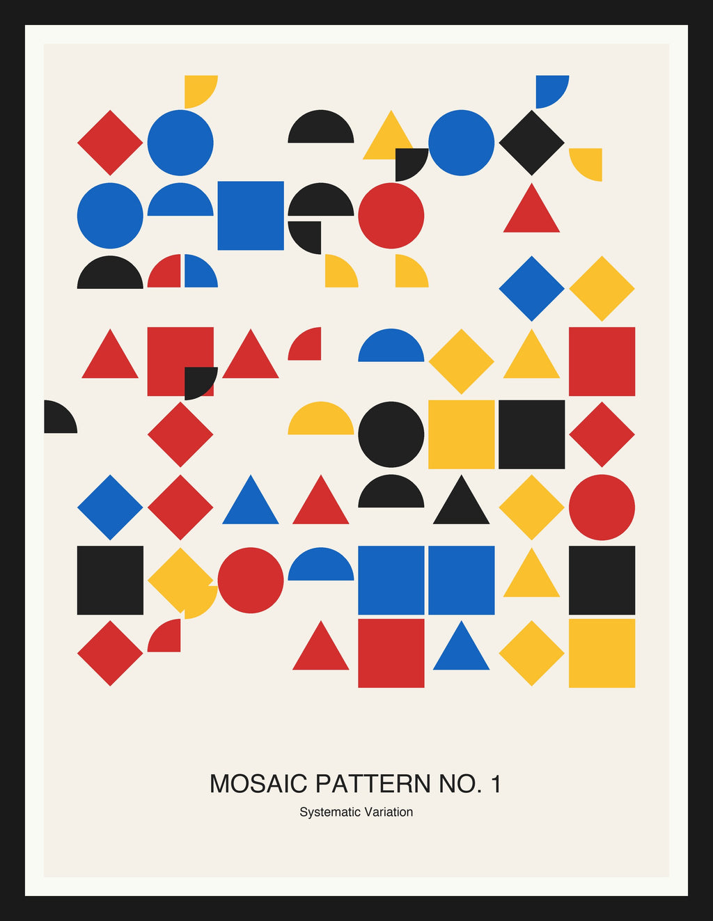 Mosaic Pattern No. 1 — Bauhaus Geometric Art Print — Black Frame 18×24" Wall Art