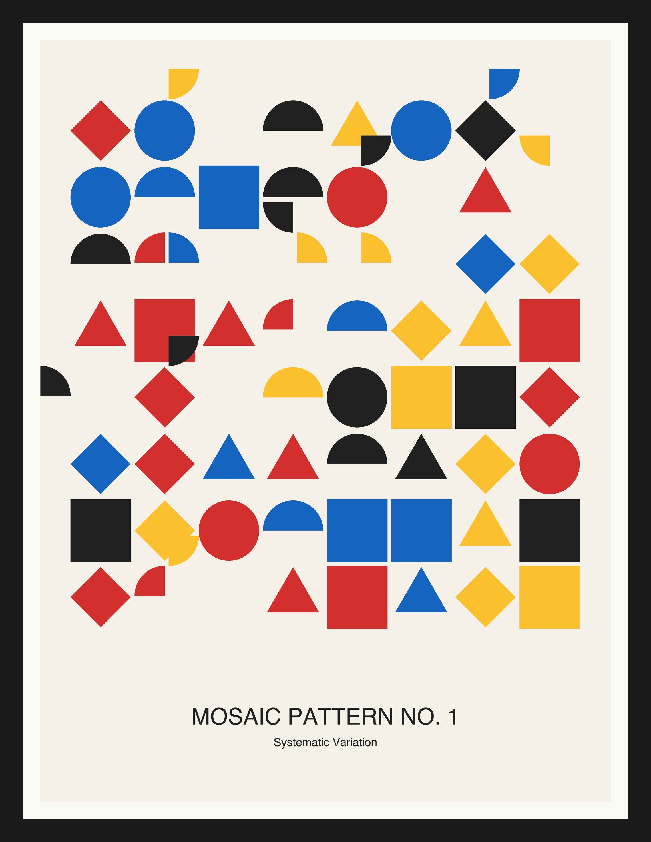 Mosaic Pattern No. 1 — Bauhaus Geometric Art Print — Black Frame 18×24" Wall Art