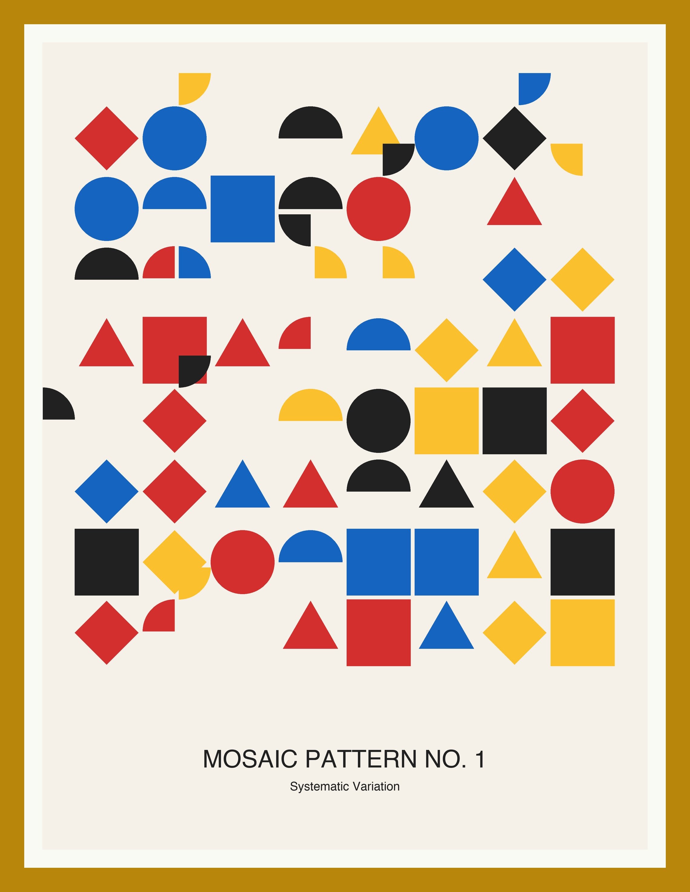 Mosaic Pattern No. 1 — Bauhaus Geometric Art Print — Oak Frame 18×24" Wall Art