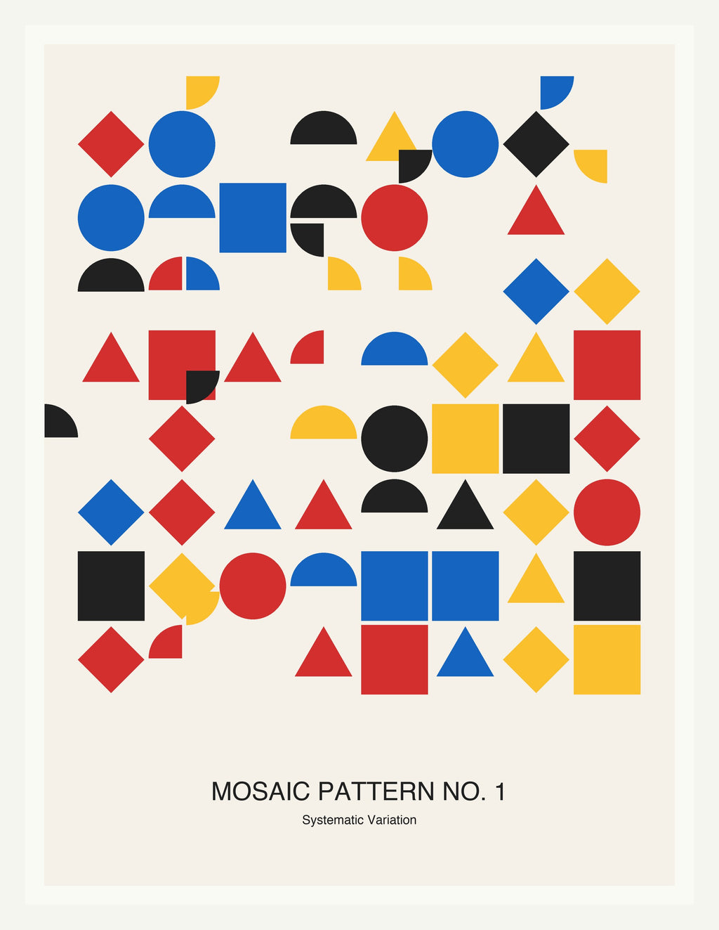 Mosaic Pattern No. 1 — Bauhaus Geometric Art Print — White Frame 18×24" Wall Art