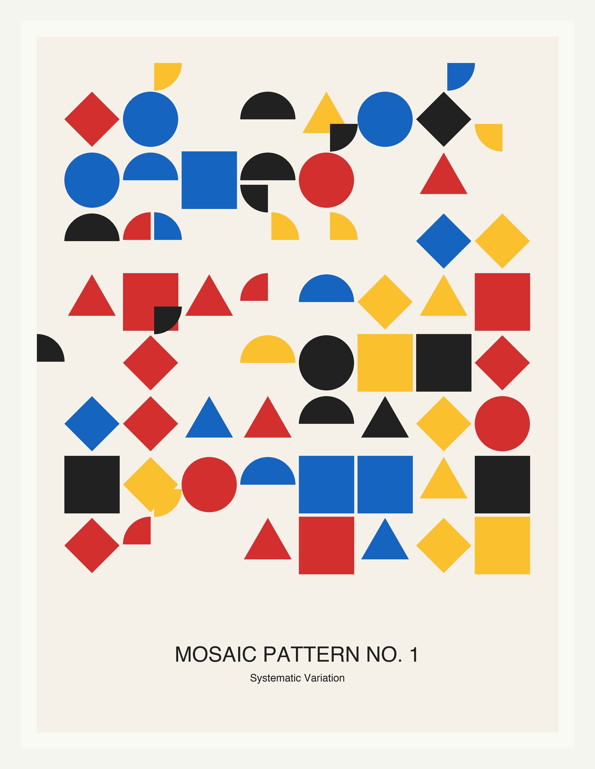 Mosaic Pattern No. 1 — Bauhaus Geometric Art Print — White Frame 18×24" Wall Art
