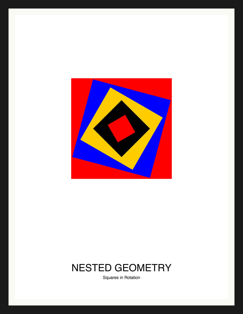 Nested Geometry — Bauhaus Geometric Art Print — Black Frame 18×24" Wall Art