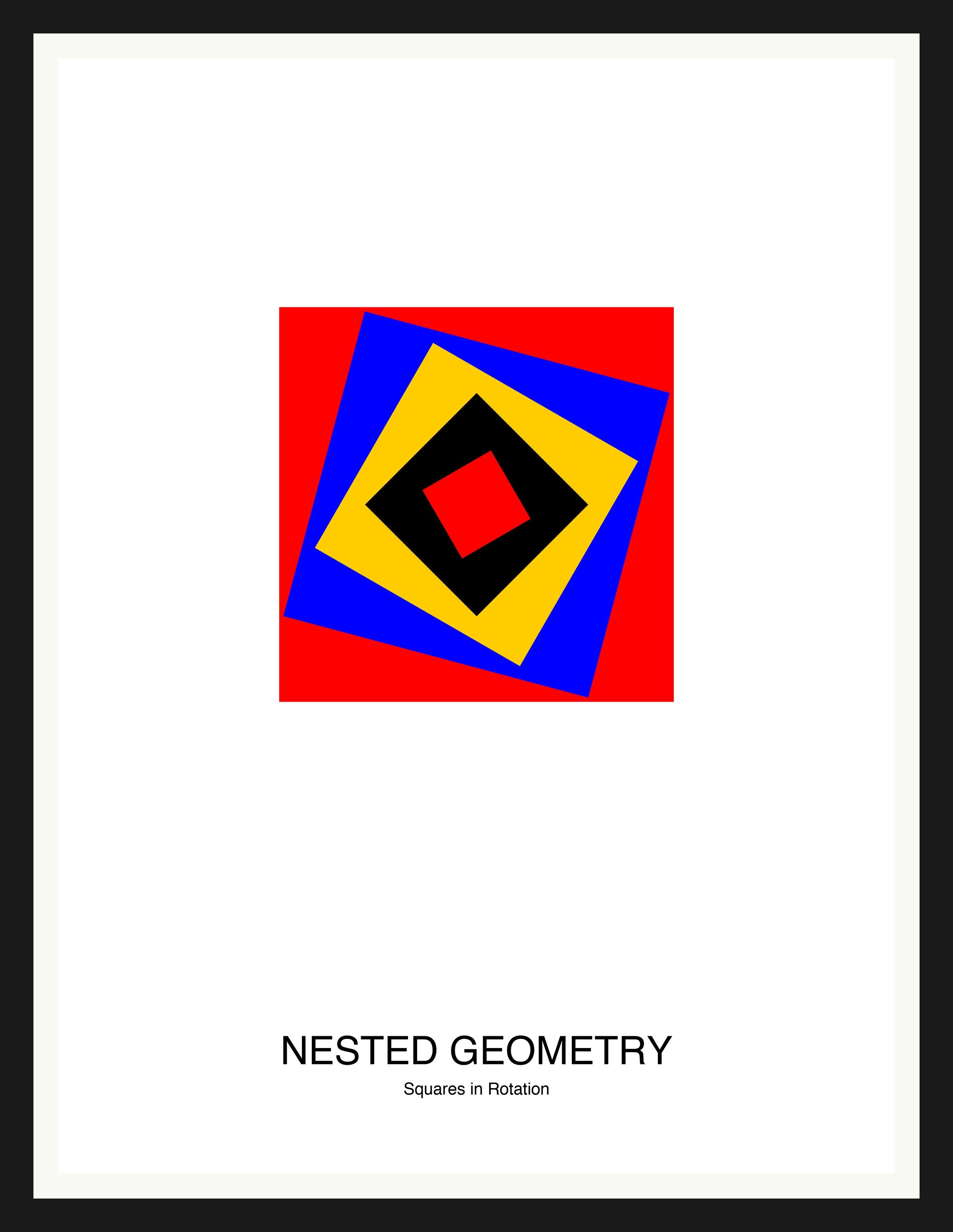 Nested Geometry — Bauhaus Geometric Art Print — Black Frame 18×24" Wall Art