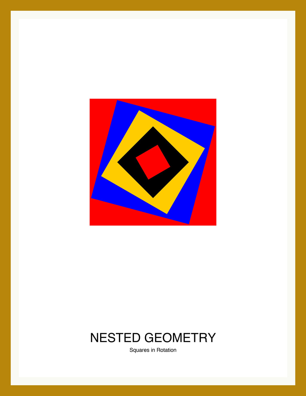 Nested Geometry — Bauhaus Geometric Art Print — Oak Frame 18×24" Wall Art
