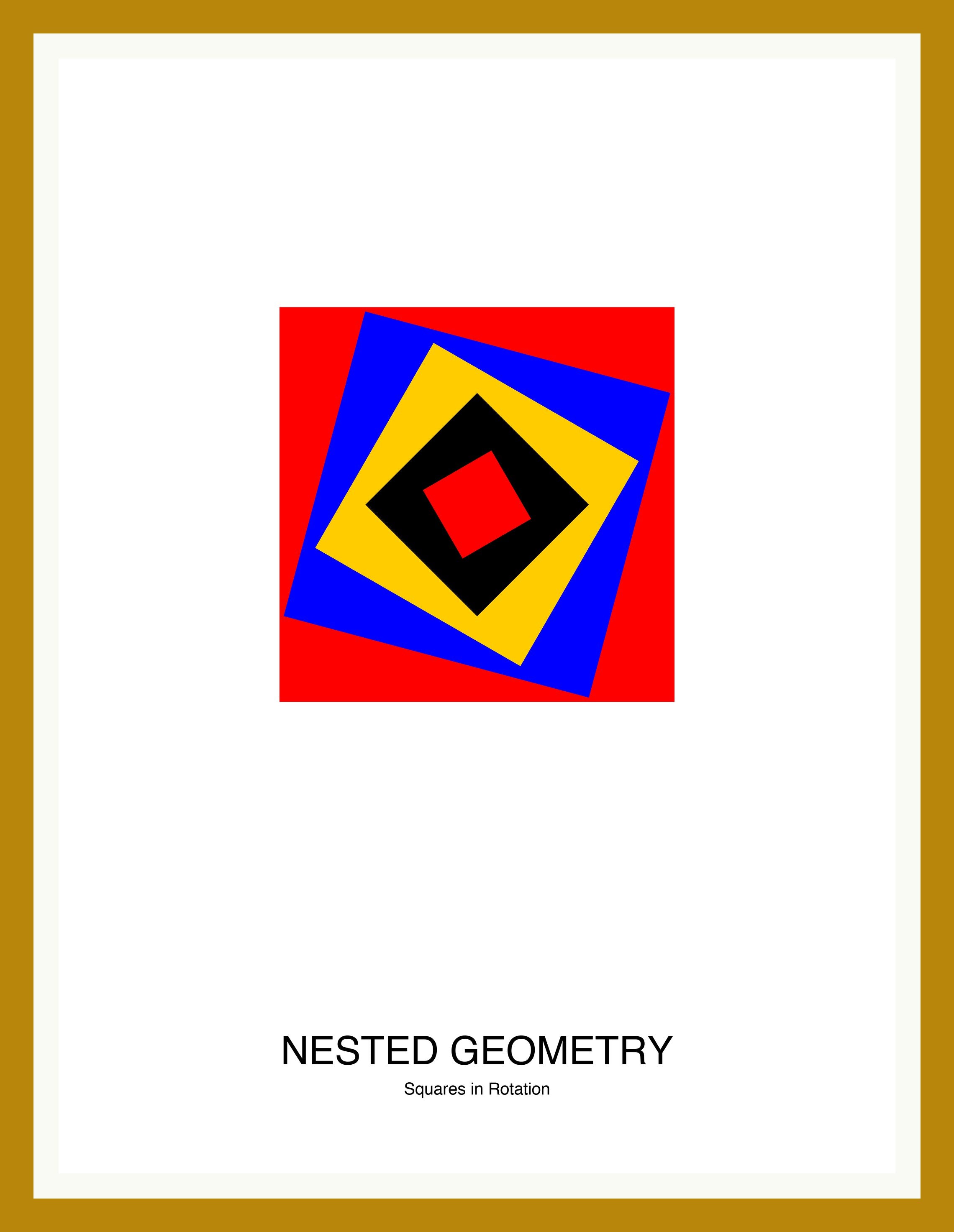 Nested Geometry — Bauhaus Geometric Art Print — Oak Frame 18×24" Wall Art