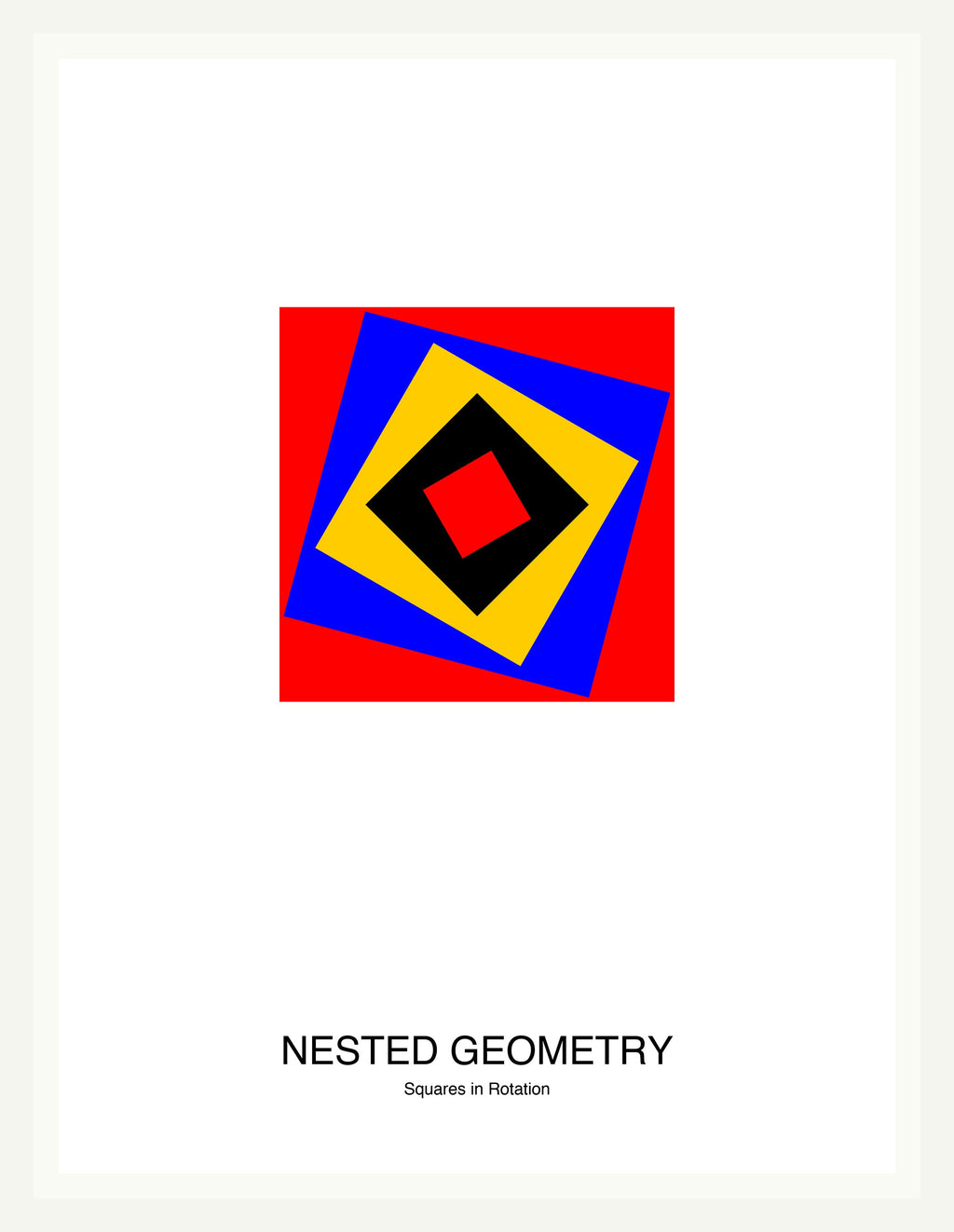 Nested Geometry — Bauhaus Geometric Art Print — White Frame 18×24" Wall Art