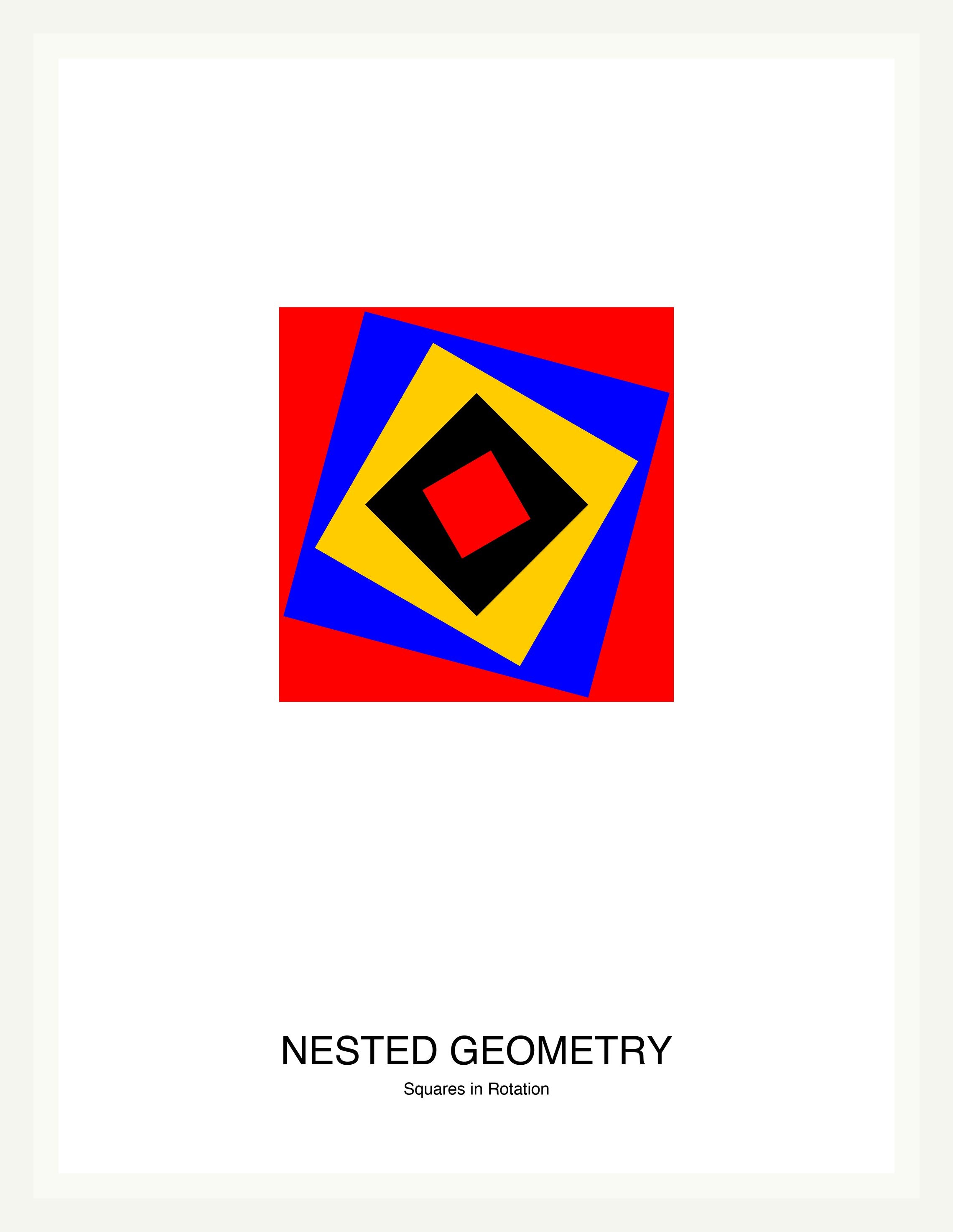Nested Geometry — Bauhaus Geometric Art Print — White Frame 18×24" Wall Art