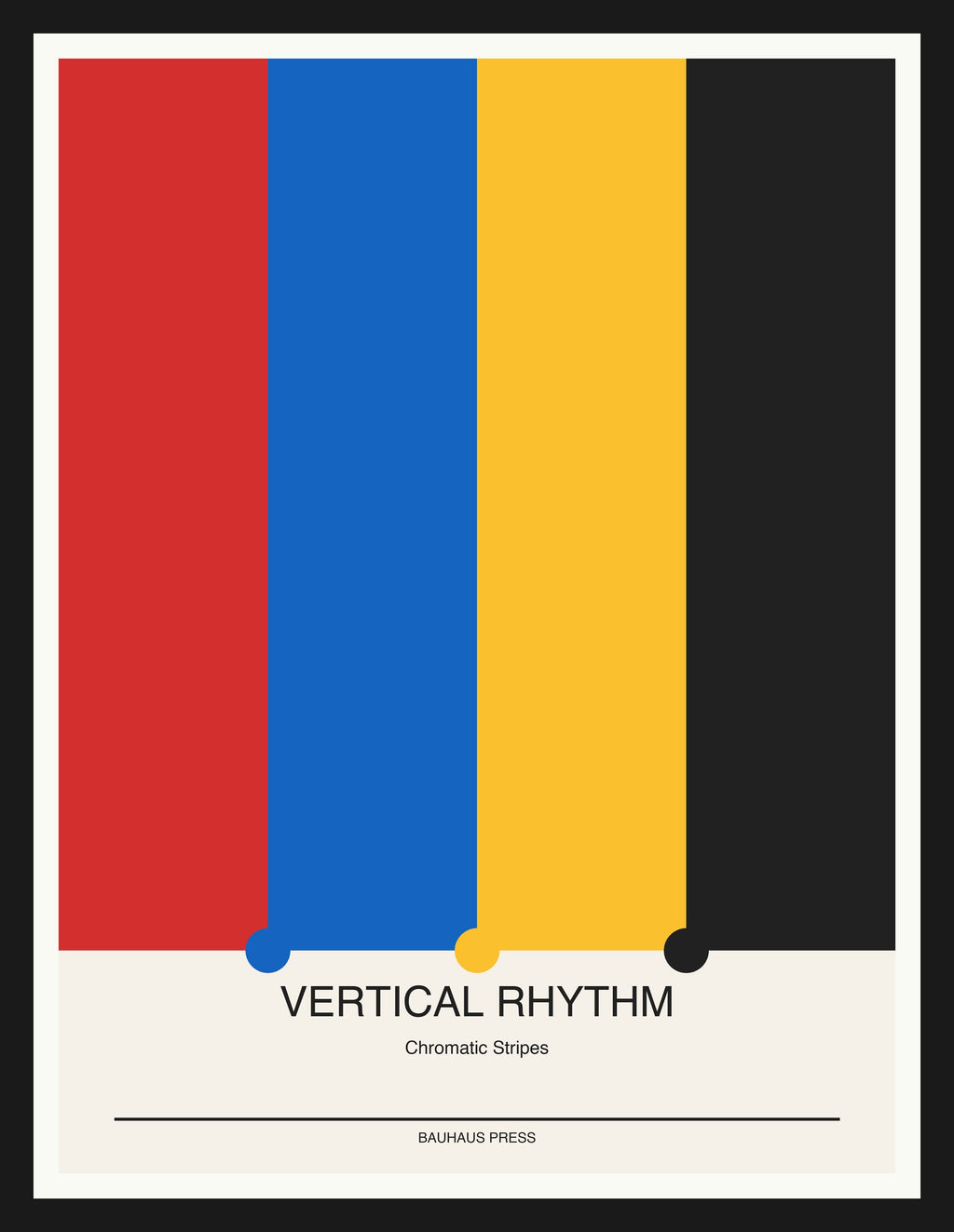 Vertical Rhythm — Bauhaus Geometric Art Print — Black Frame 18×24" Wall Art