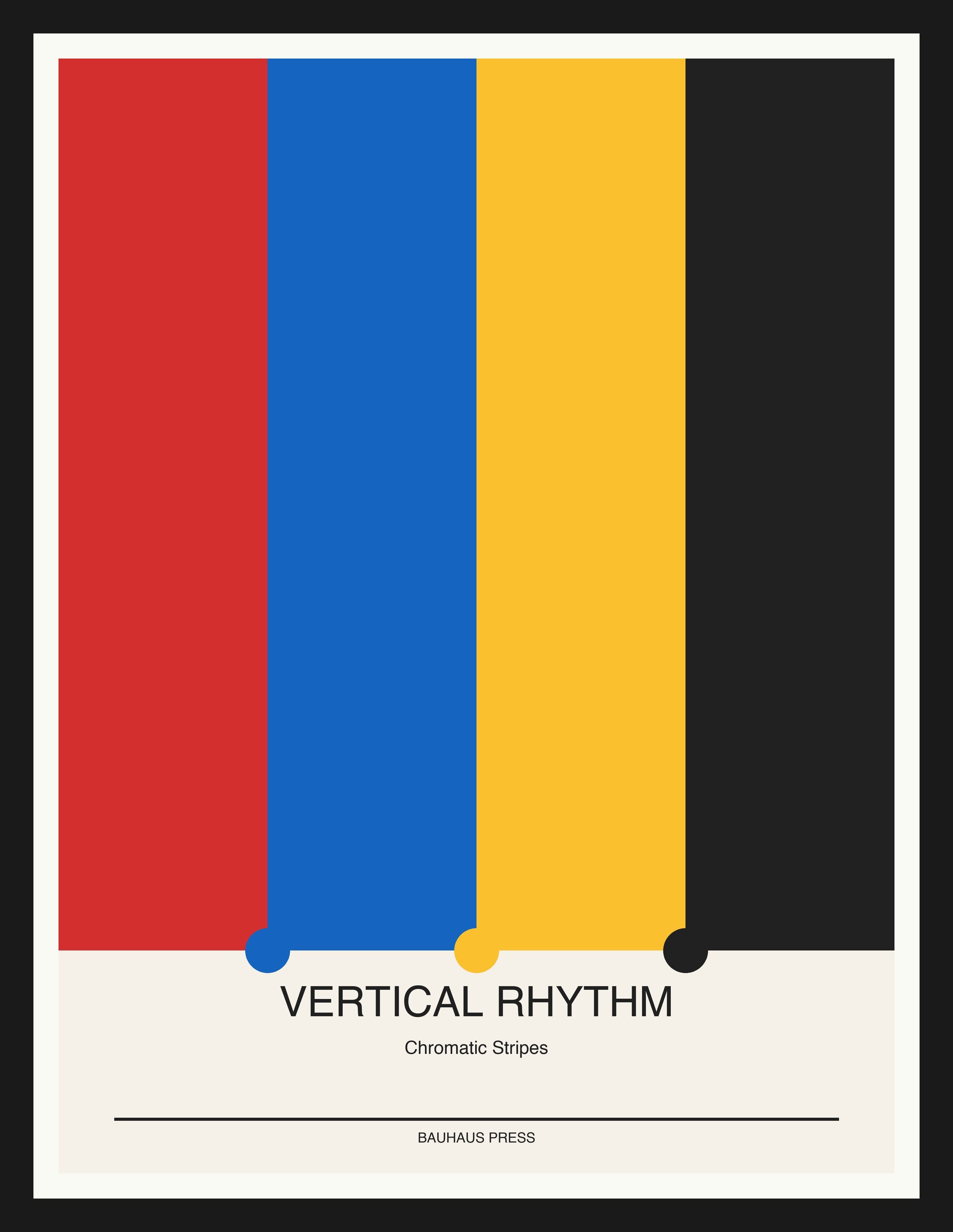 Vertical Rhythm — Bauhaus Geometric Art Print — Black Frame 18×24" Wall Art