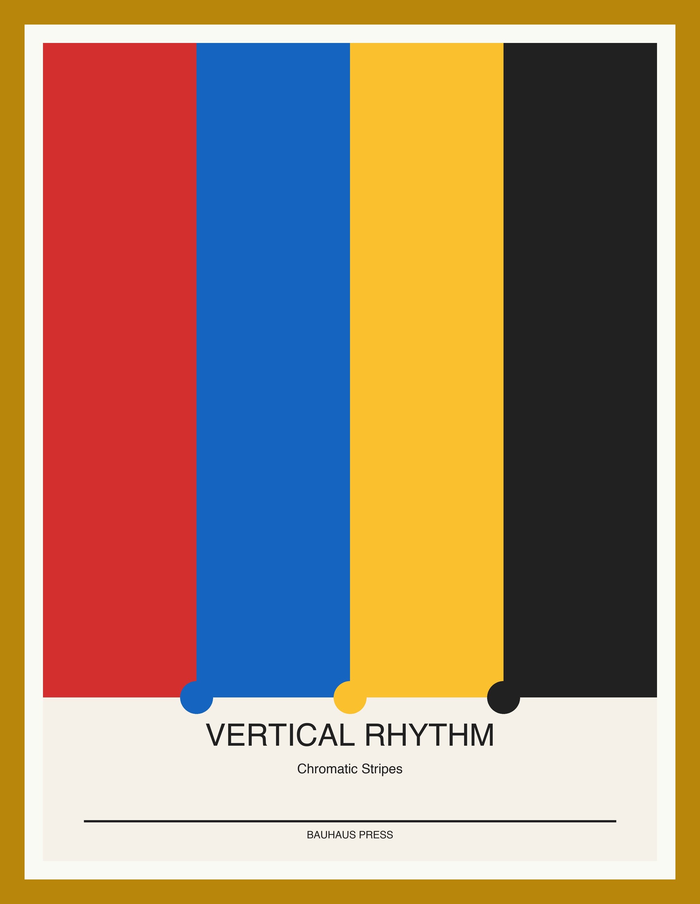 Vertical Rhythm — Bauhaus Geometric Art Print — Oak Frame 18×24" Wall Art