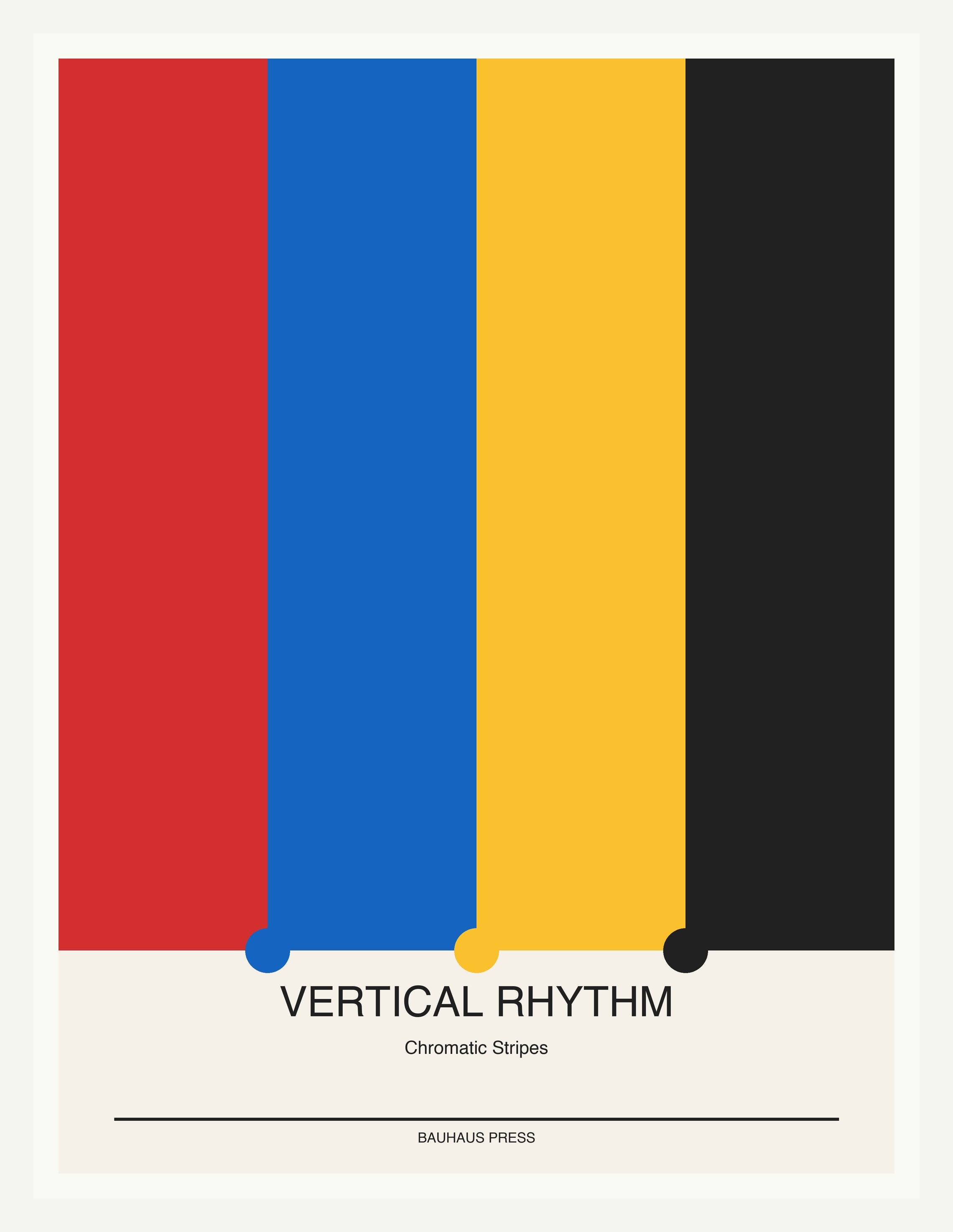 Vertical Rhythm — Bauhaus Geometric Art Print — White Frame 18×24" Wall Art