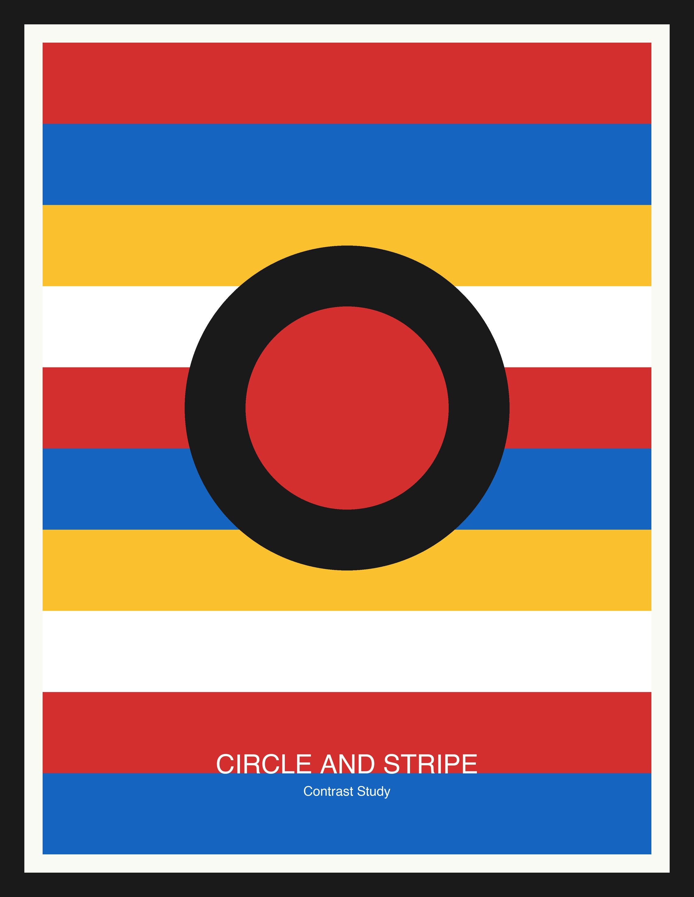Circle and Stripe — Bauhaus Geometric Art Print — Black Frame 18×24" Wall Art