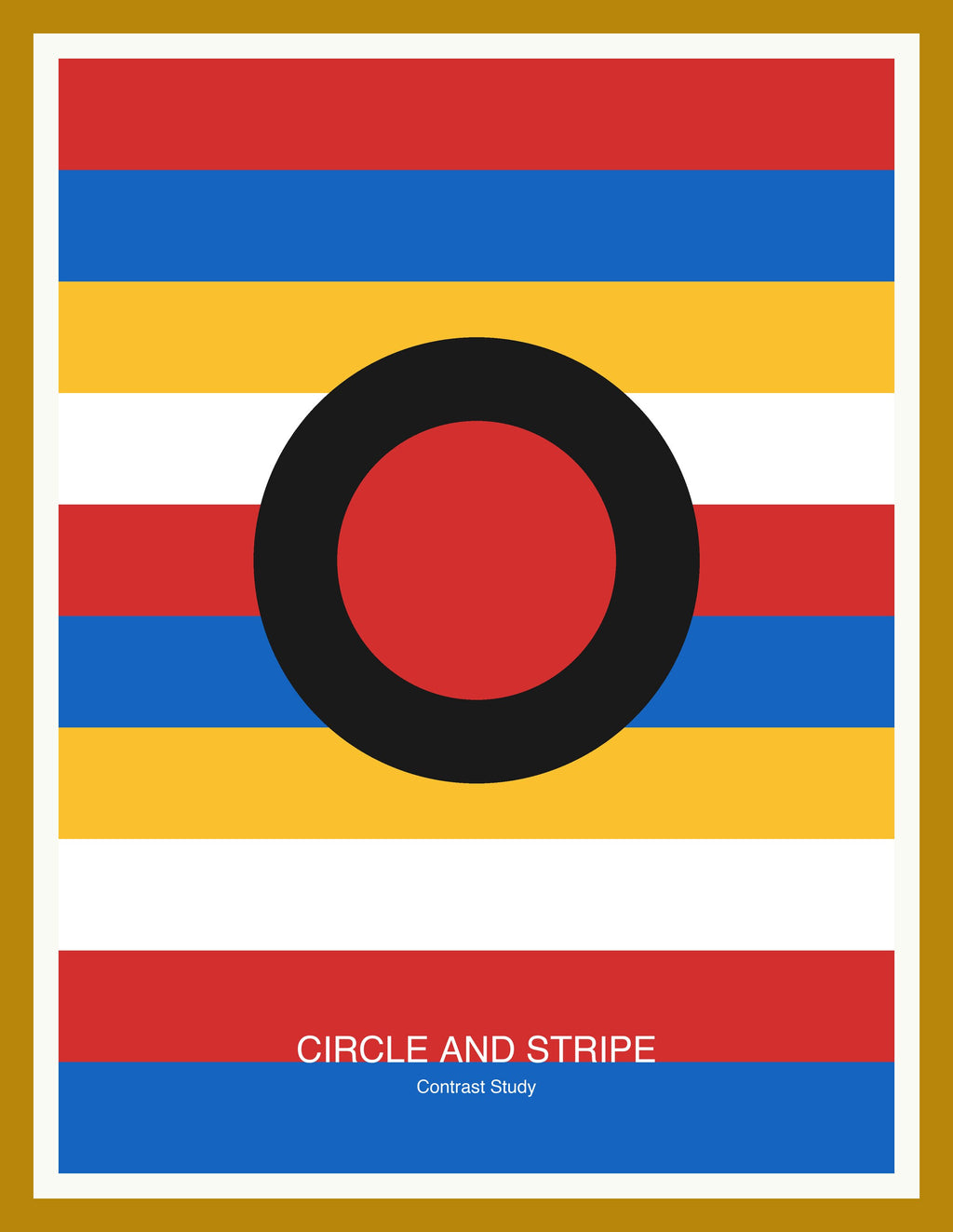 Circle and Stripe — Bauhaus Geometric Art Print — Oak Frame 18×24" Wall Art