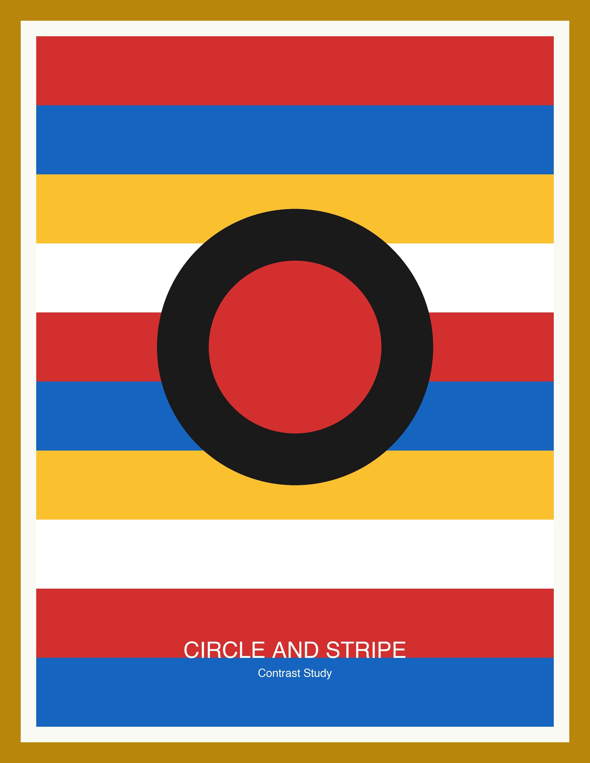 Circle and Stripe — Bauhaus Geometric Art Print — Oak Frame 18×24" Wall Art